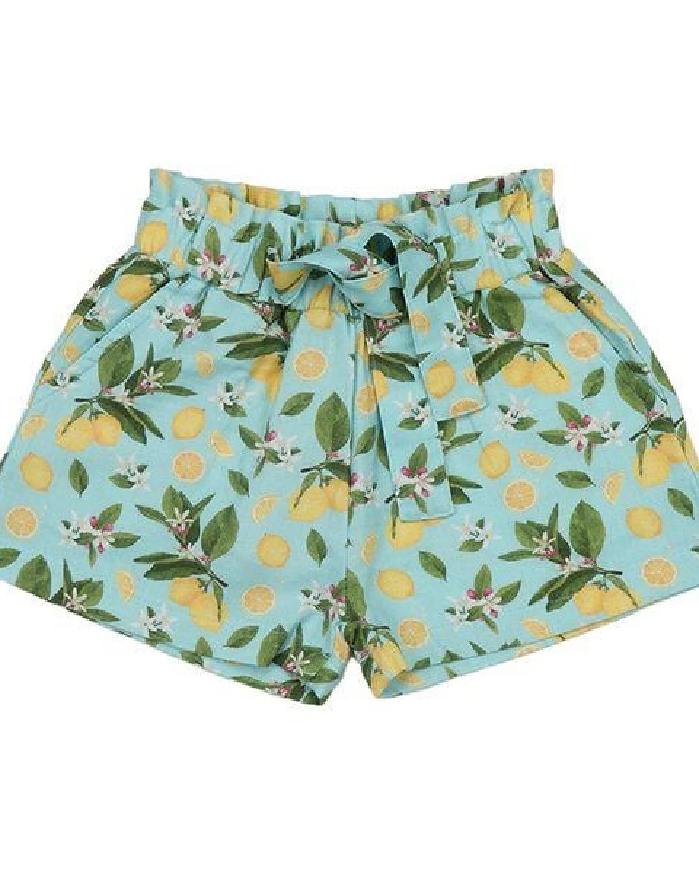 Shorts Hellblau Zitronen Allover Musselin Bio-Baumwolle GOTS – Walkiddy – Ansicht 4