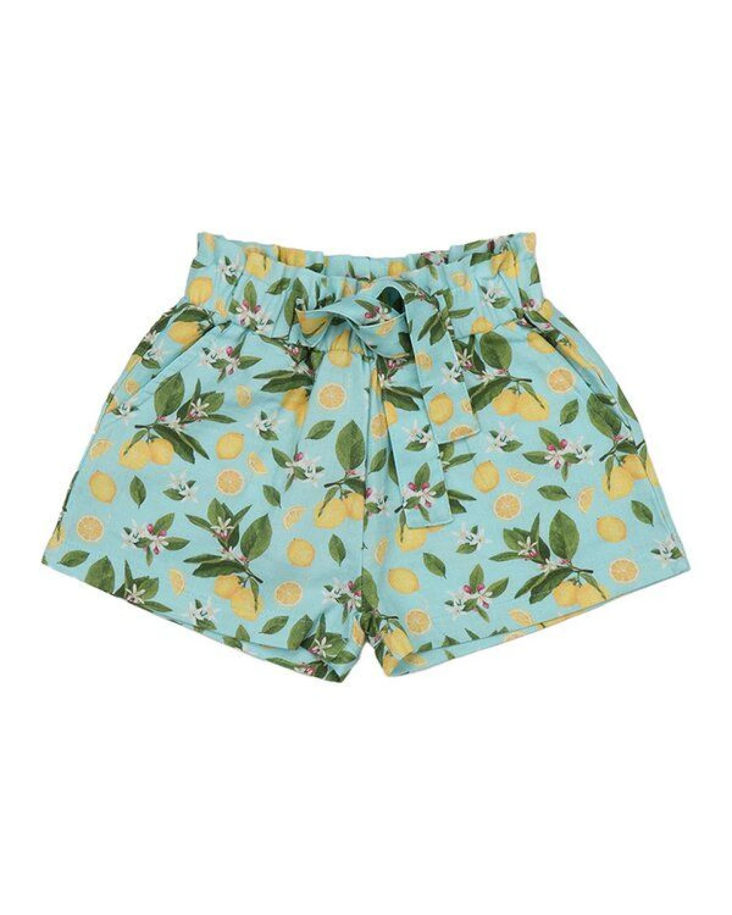 Shorts Hellblau Zitronen Allover Musselin Bio-Baumwolle GOTS – Walkiddy – Ansicht 4