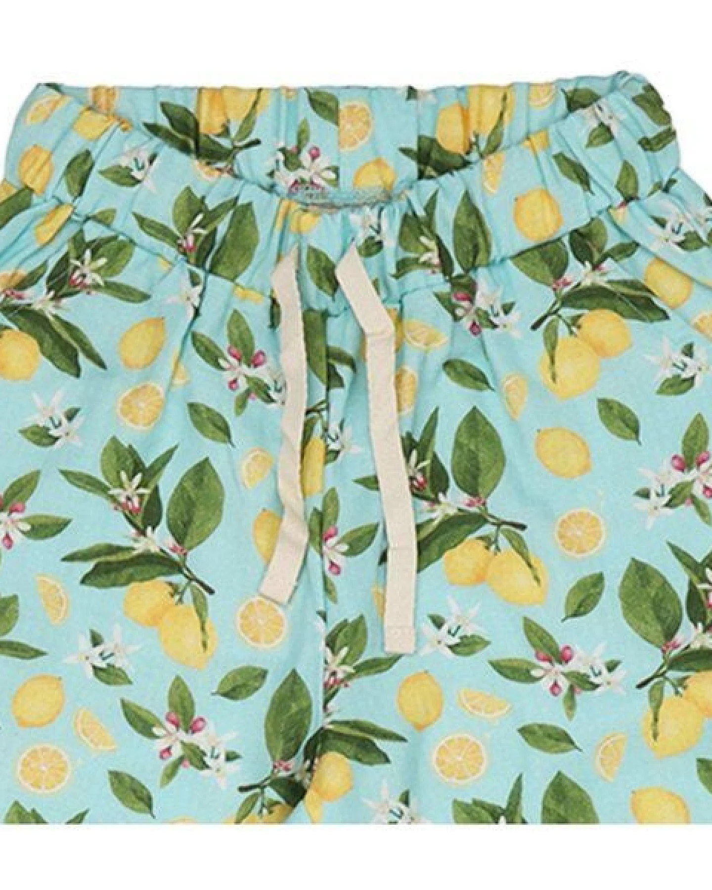 Hose Hellblau Zitronen Allover Musselin Bio-Baumwolle GOTS – Walkiddy – Ansicht 4