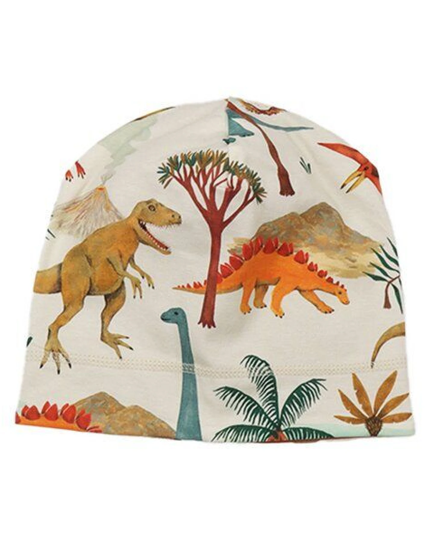 Beanie Creme Dinosaurier Allover Bio-Baumwolle GOTS – Walkiddy – Ansicht 2