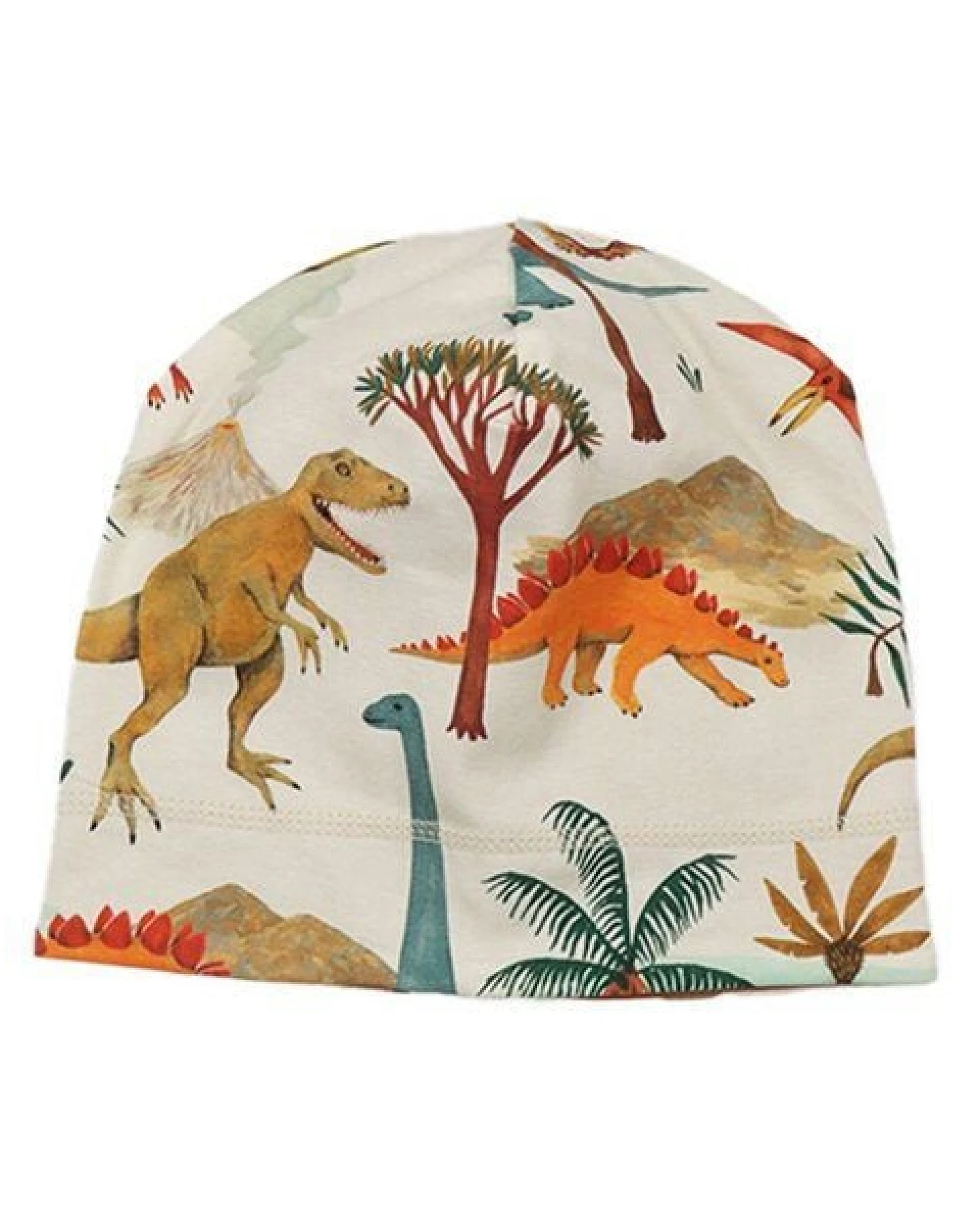 Beanie Creme Dinosaurier Allover Bio-Baumwolle GOTS – Walkiddy – Ansicht 2