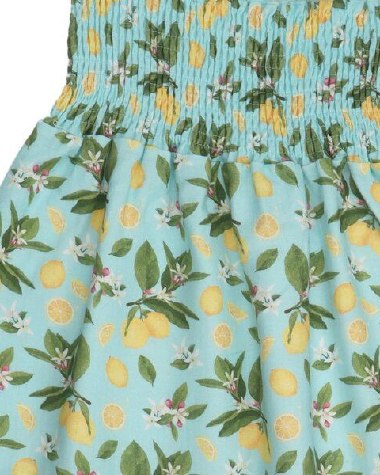 Trägerkleid Hellblau Zitronen Allover Musselin Bio-Baumwolle GOTS – Walkiddy – Ansicht 3