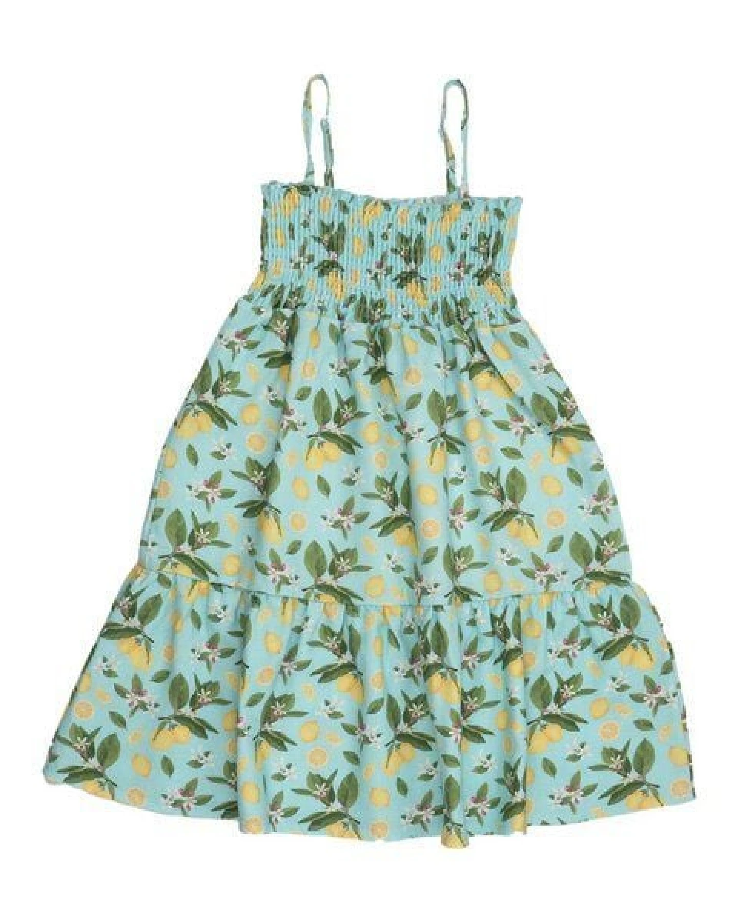 Trägerkleid Hellblau Zitronen Allover Musselin Bio-Baumwolle GOTS – Walkiddy – Ansicht 4