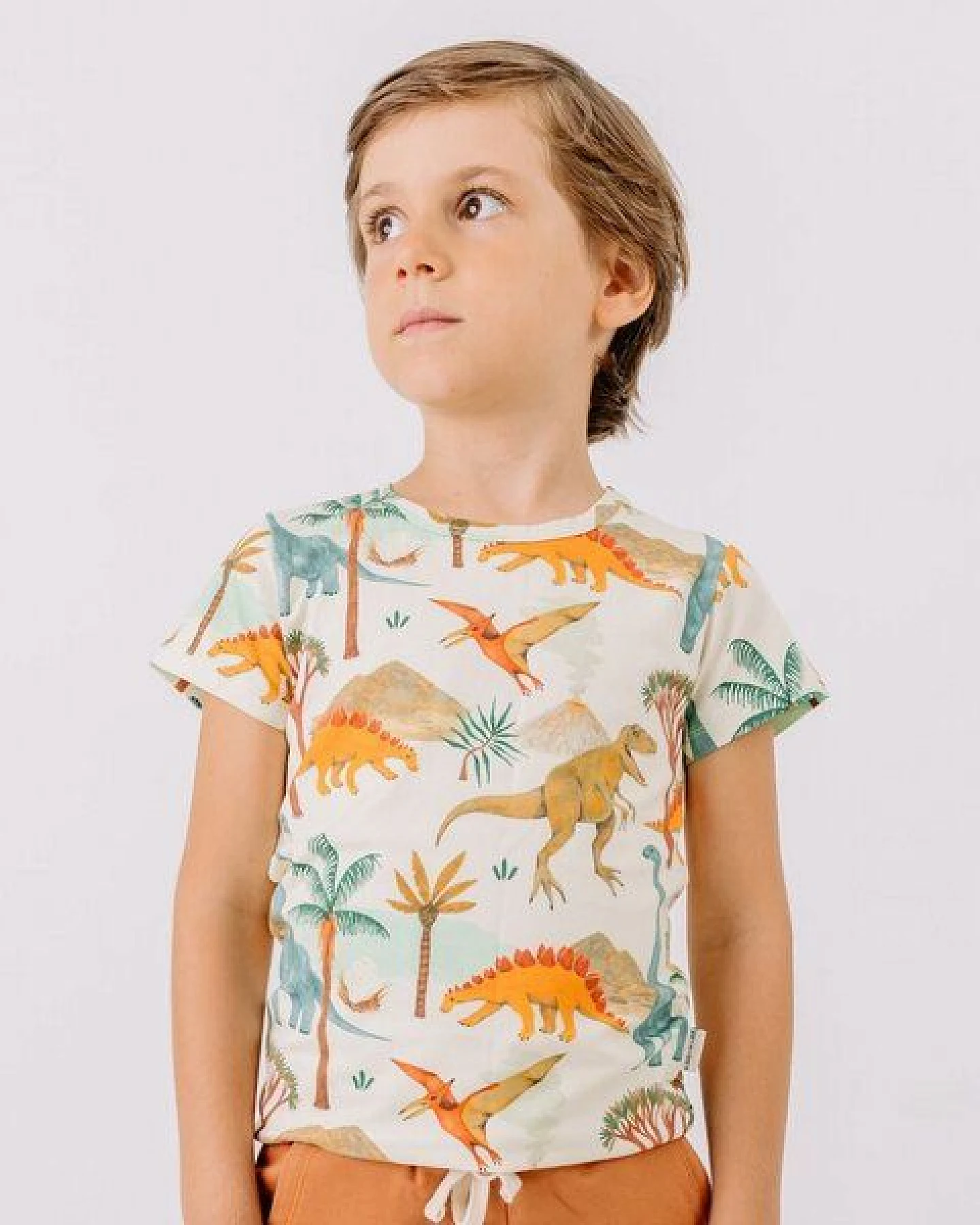 T-Shirt Creme Dinosaurier Allover Bio-Baumwolle GOTS – Walkiddy – Ansicht 2