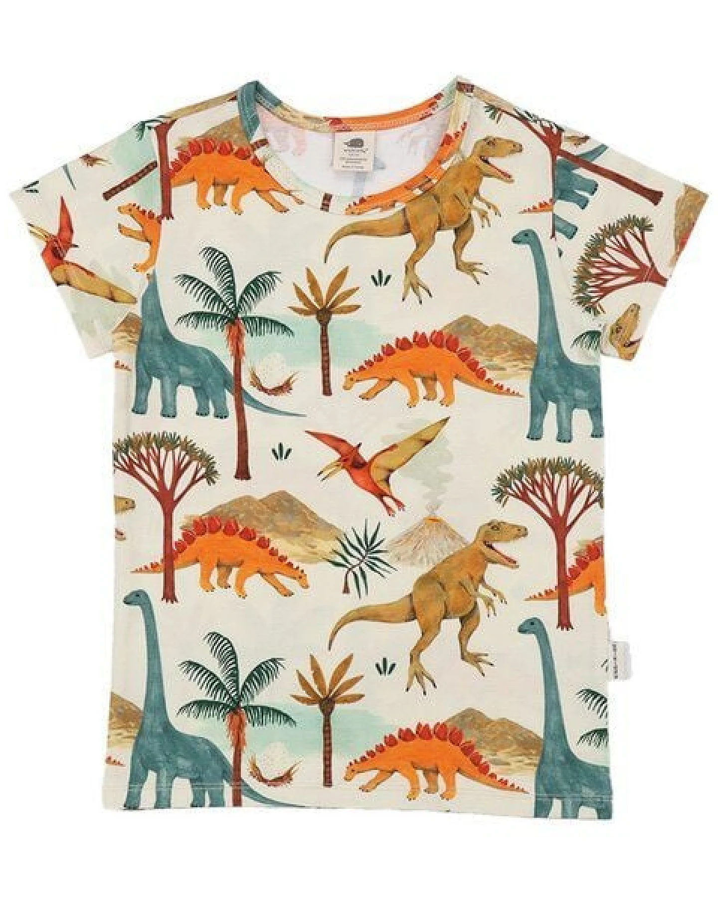 T-Shirt Creme Dinosaurier Allover Bio-Baumwolle GOTS – Walkiddy – Ansicht 4