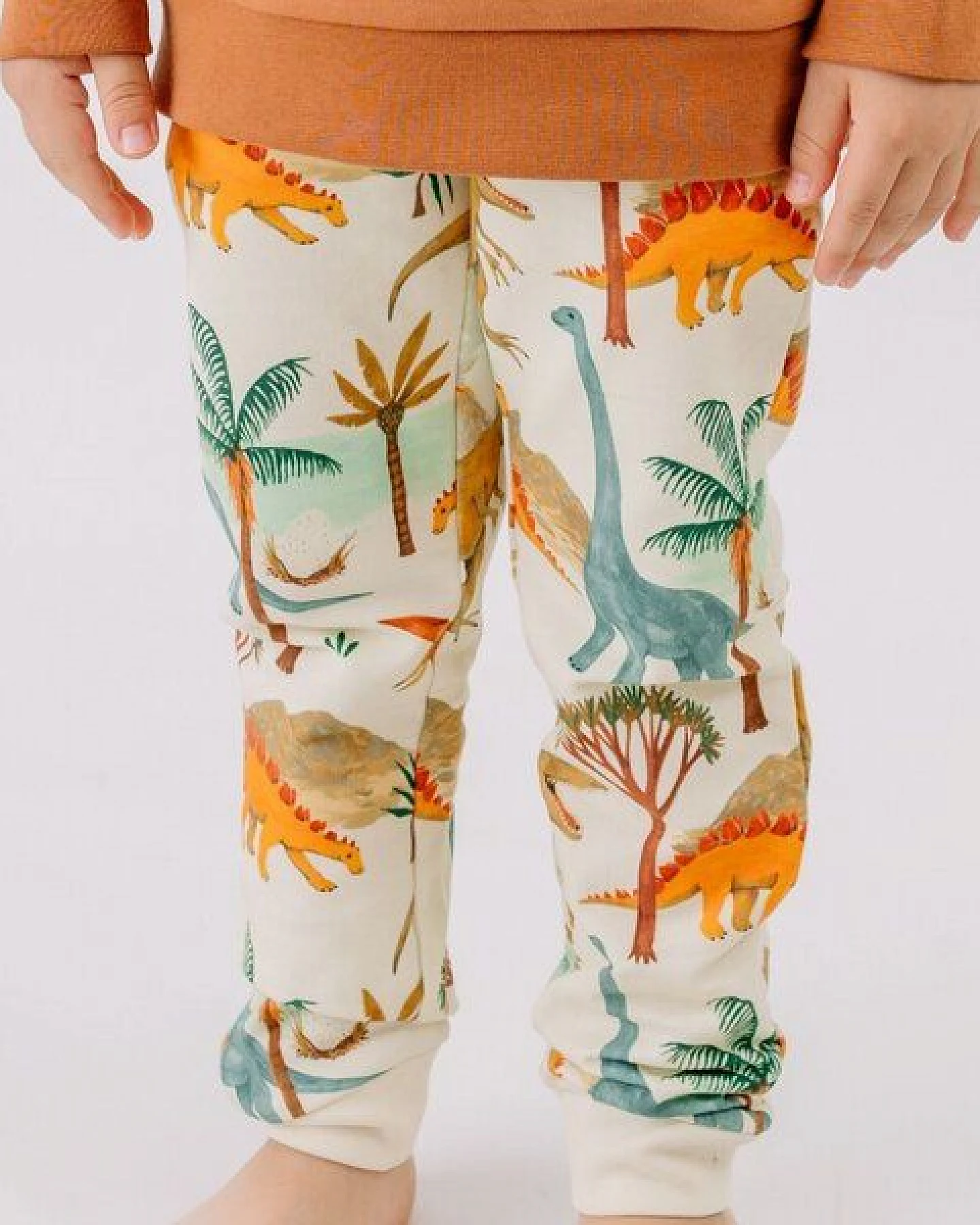 Jogginghose Creme Dinosaurier Allover Bio-Baumwolle GOTS – Walkiddy – Ansicht 2