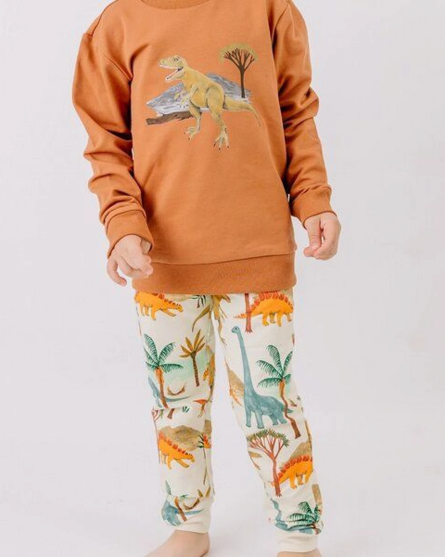 Jogginghose Creme Dinosaurier Allover Bio-Baumwolle GOTS – Walkiddy – Ansicht 3