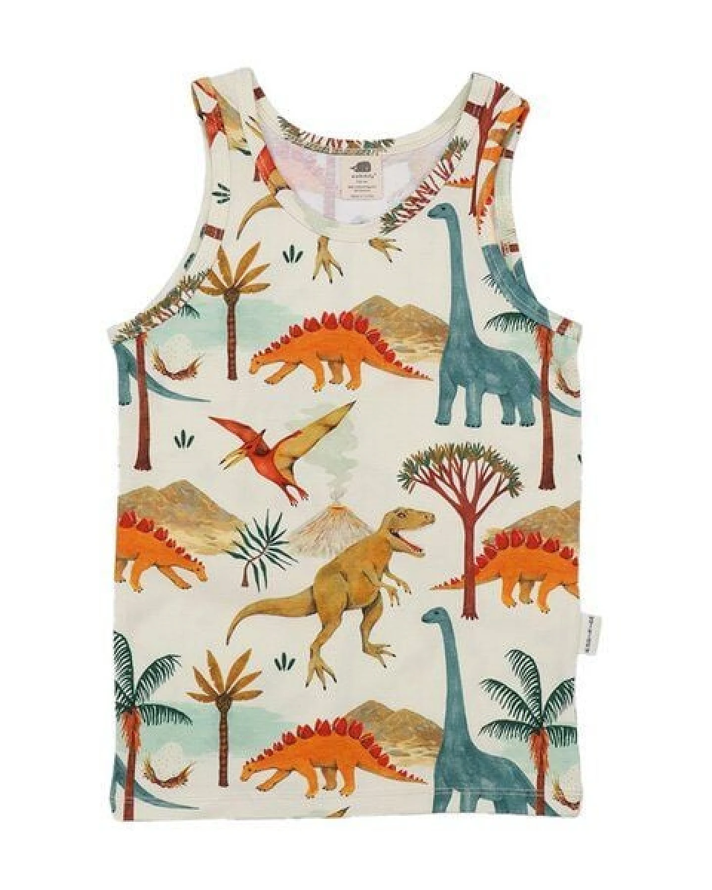 Unterhemd 2er-Pack Creme Dinosaurier Allover & Terracotta uni Bio-Baumwolle GOTS – Walkiddy – Ansicht 4