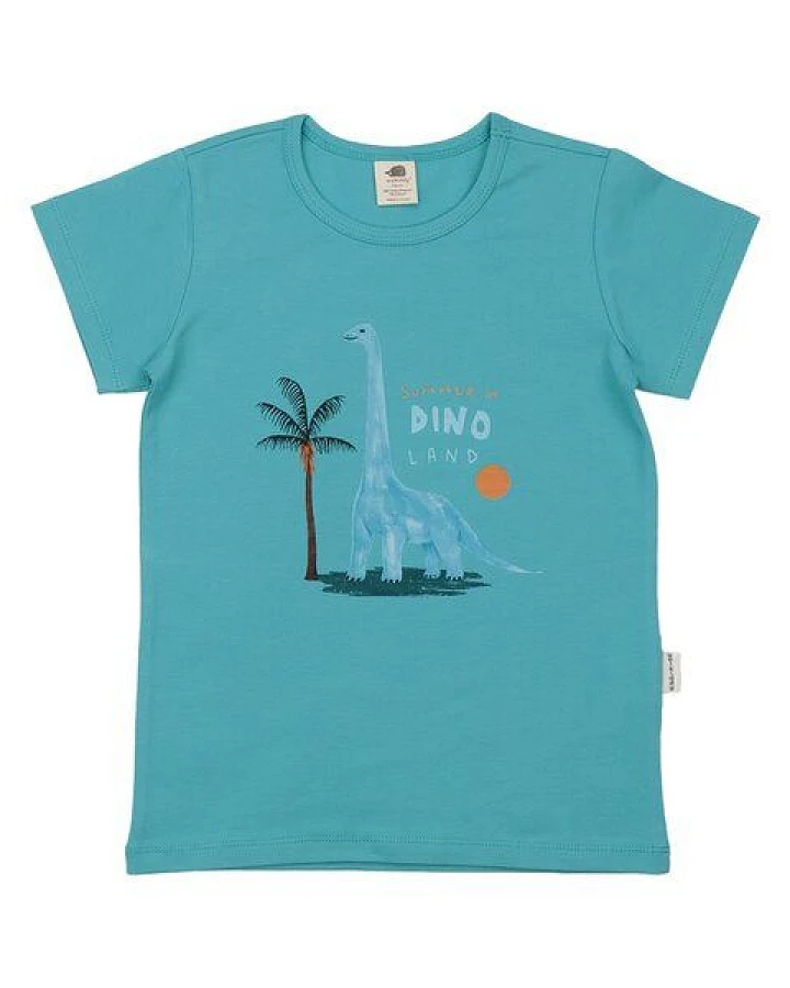 T-Shirt Mint Brontosaurus platzierter Print Bio-Baumwolle GOTS – Walkiddy