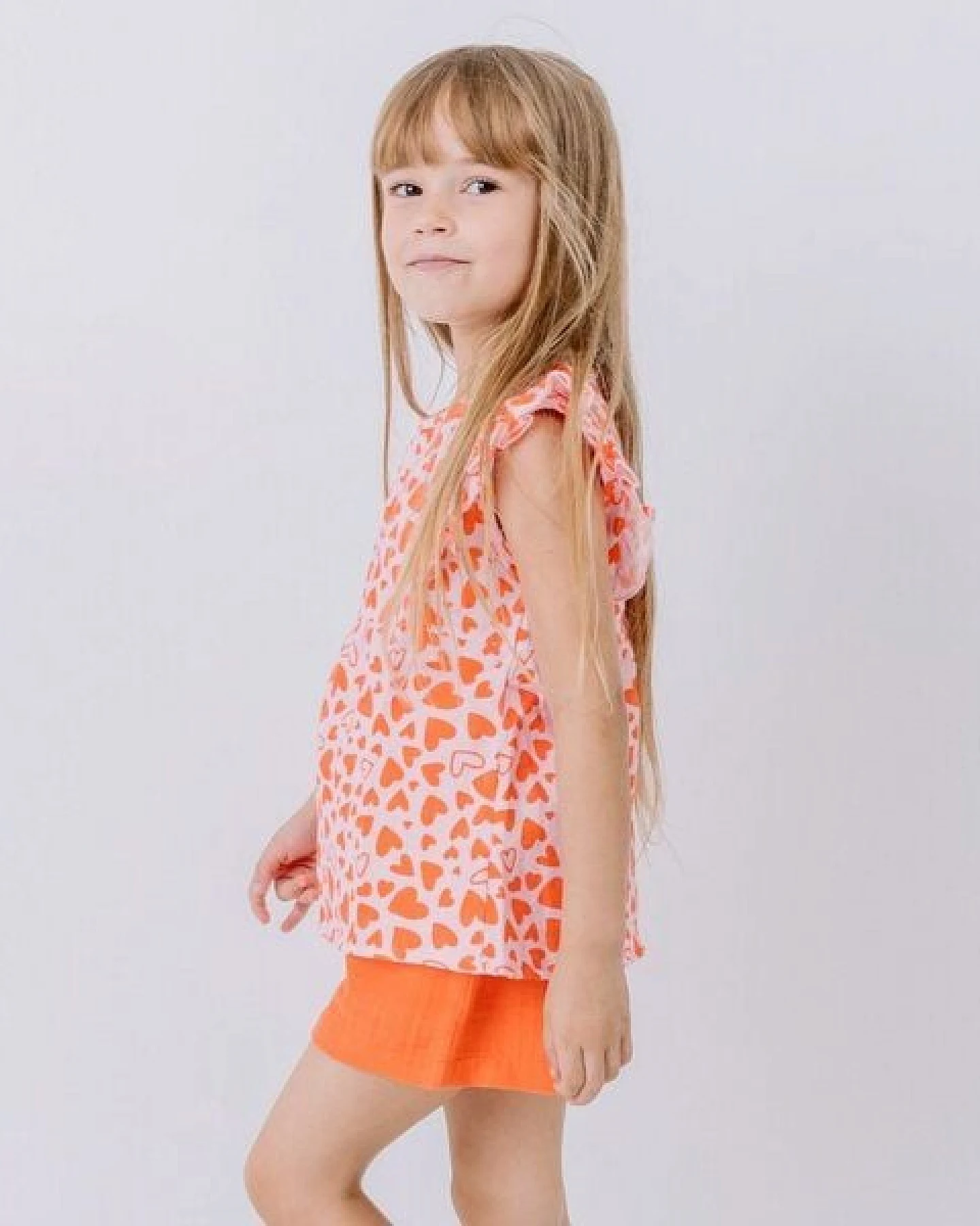 Shorts Koralle uni Musselin Bio-Baumwolle GOTS – Walkiddy – Ansicht 3