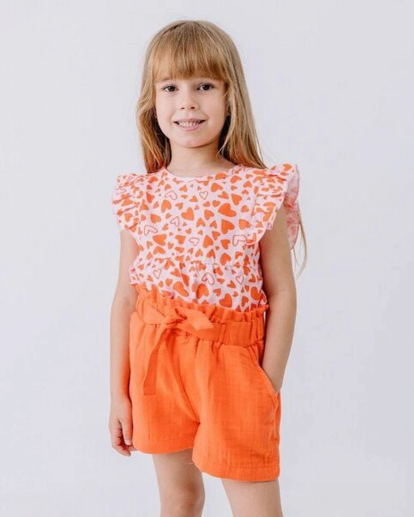 Shorts Koralle uni Musselin Bio-Baumwolle GOTS – Walkiddy – Ansicht 2