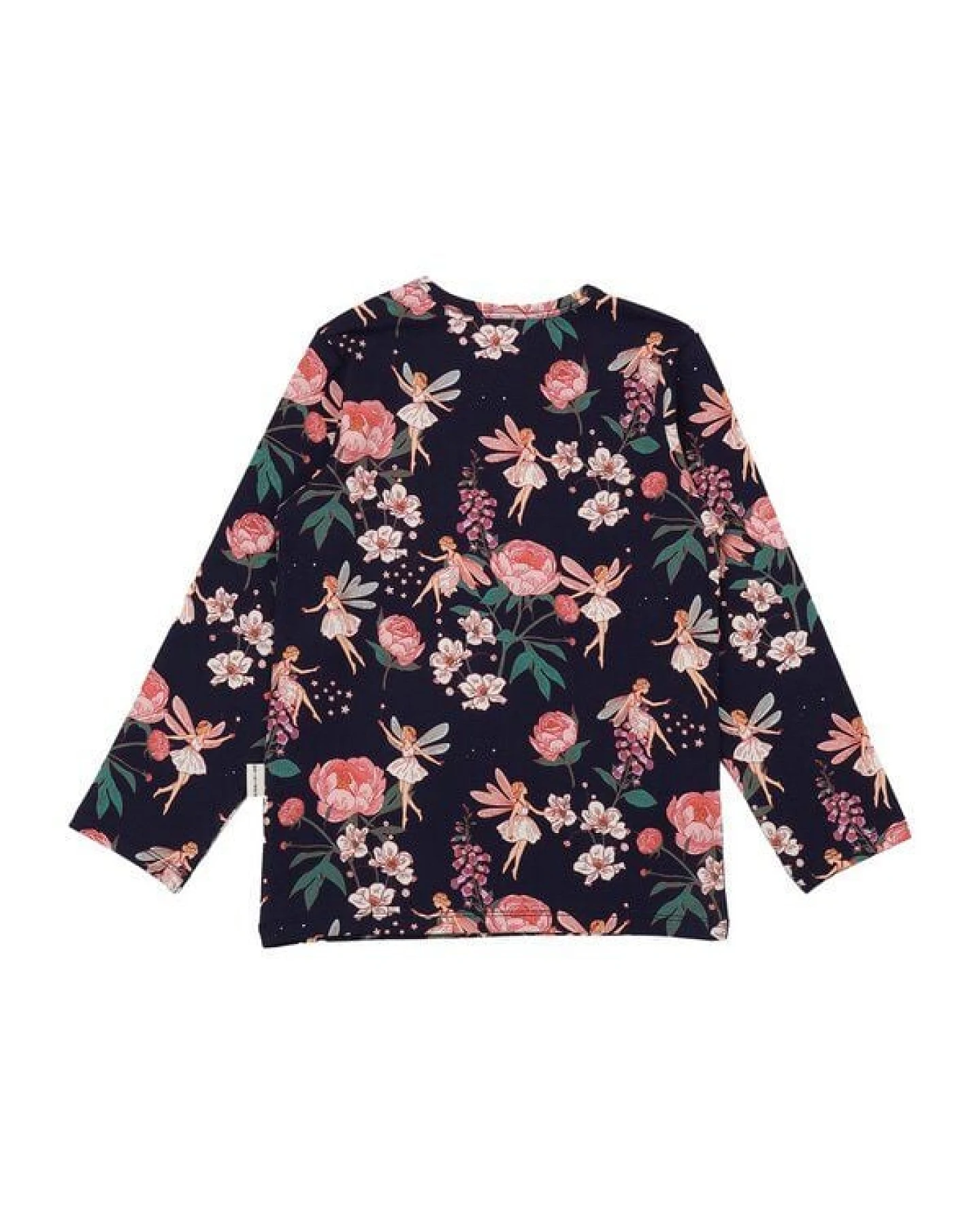 Langarmshirt Dunkelblau Feen & Blumen Allover Bio-Baumwolle GOTS – Walkiddy – Ansicht 4