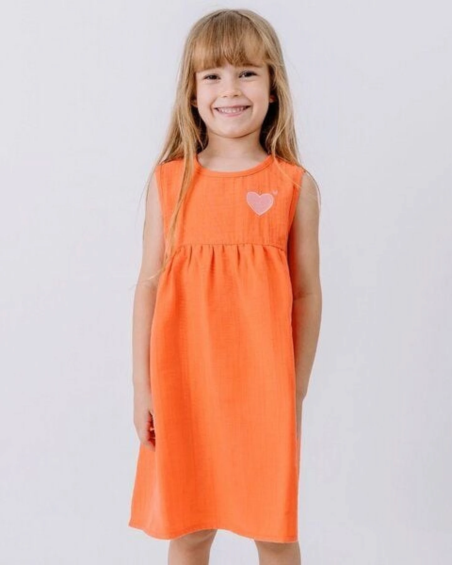 Sommerkleid ärmellos Koralle uni Musselin Bio-Baumwolle GOTS – Walkiddy – Ansicht 2
