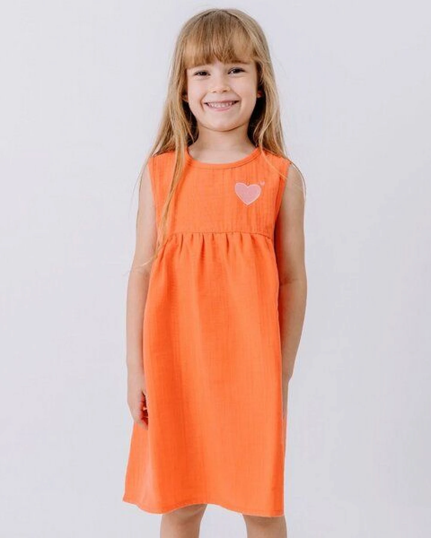 Sommerkleid ärmellos Koralle uni Musselin Bio-Baumwolle GOTS – Walkiddy – Ansicht 2