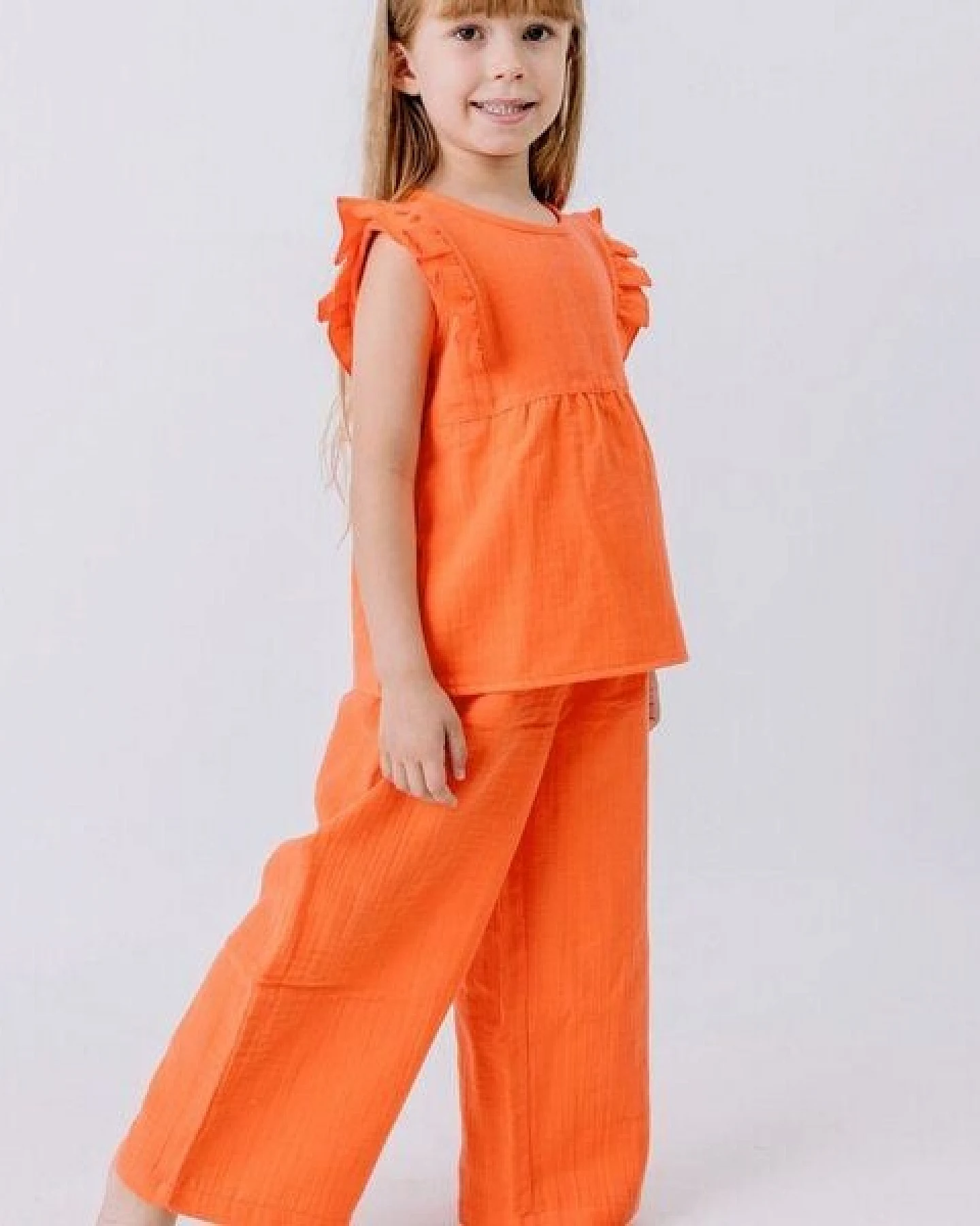 Bluse Koralle uni Musselin Bio-Baumwolle GOTS – Walkiddy – Ansicht 3