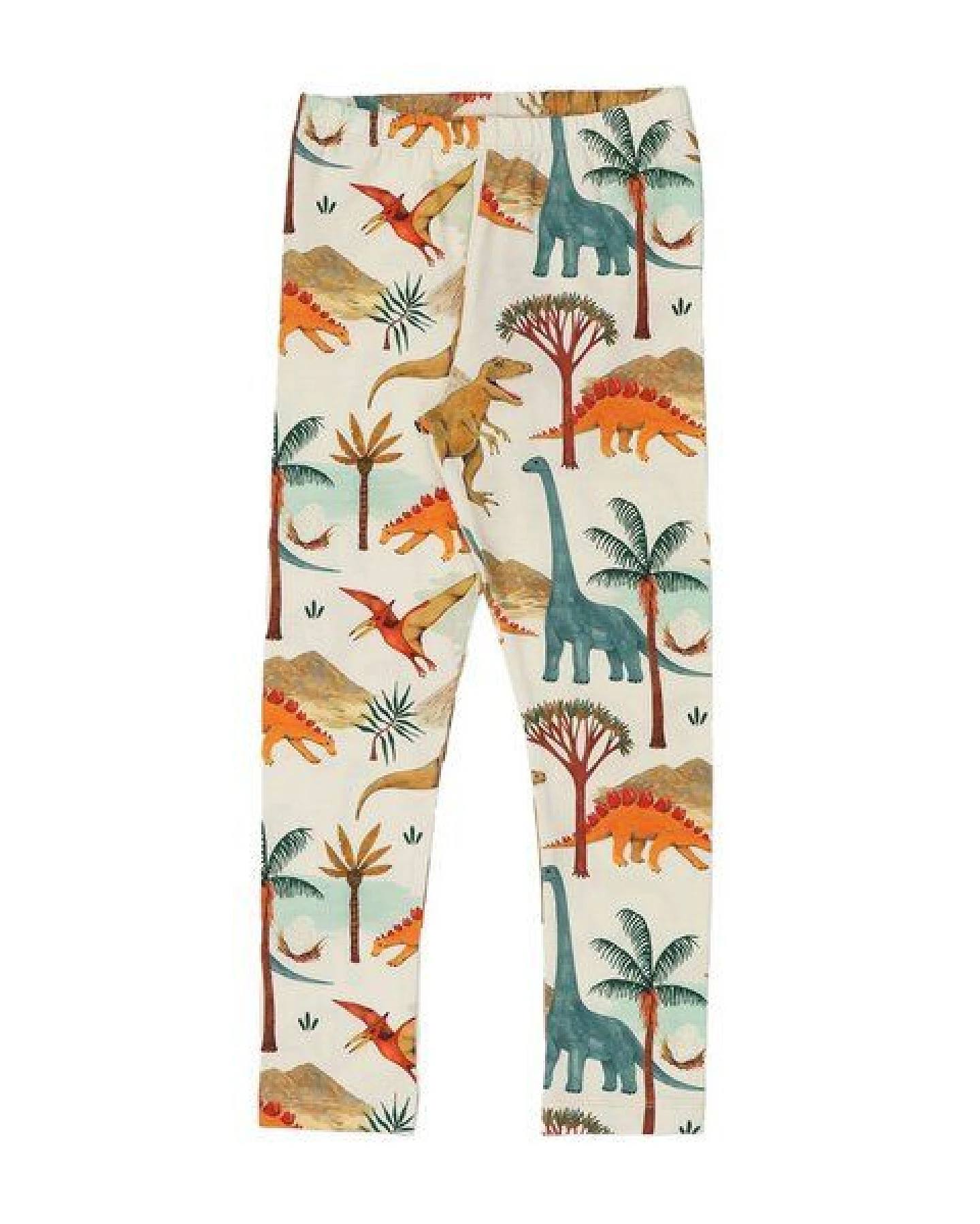 Leggings Creme Dinosaurier Allover Bio-Baumwolle GOTS – Walkiddy – Ansicht 2