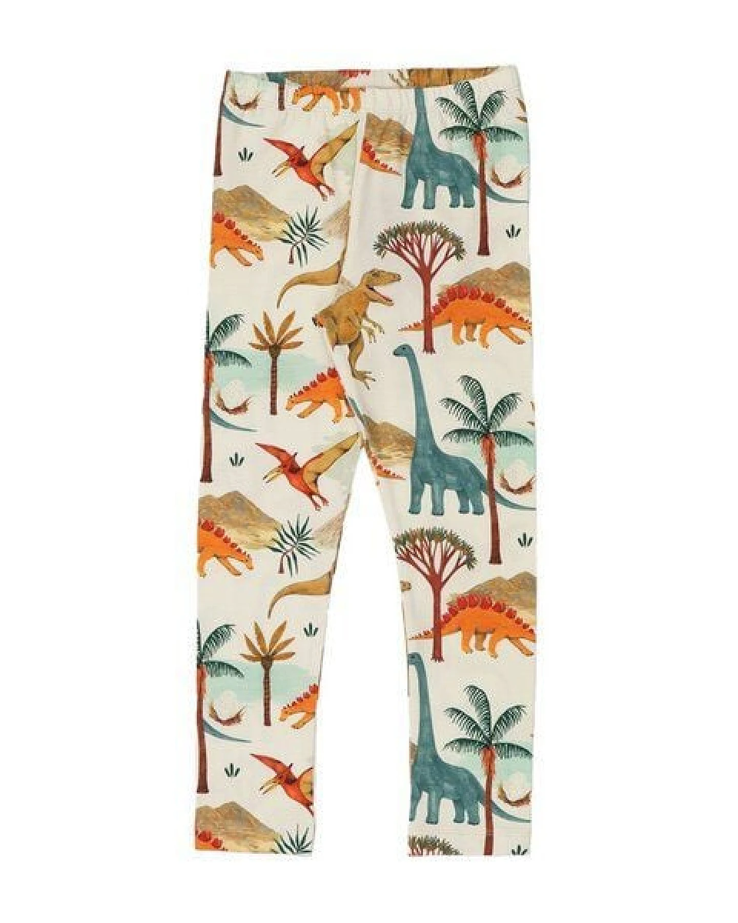 Leggings Creme Dinosaurier Allover Bio-Baumwolle GOTS – Walkiddy – Ansicht 2