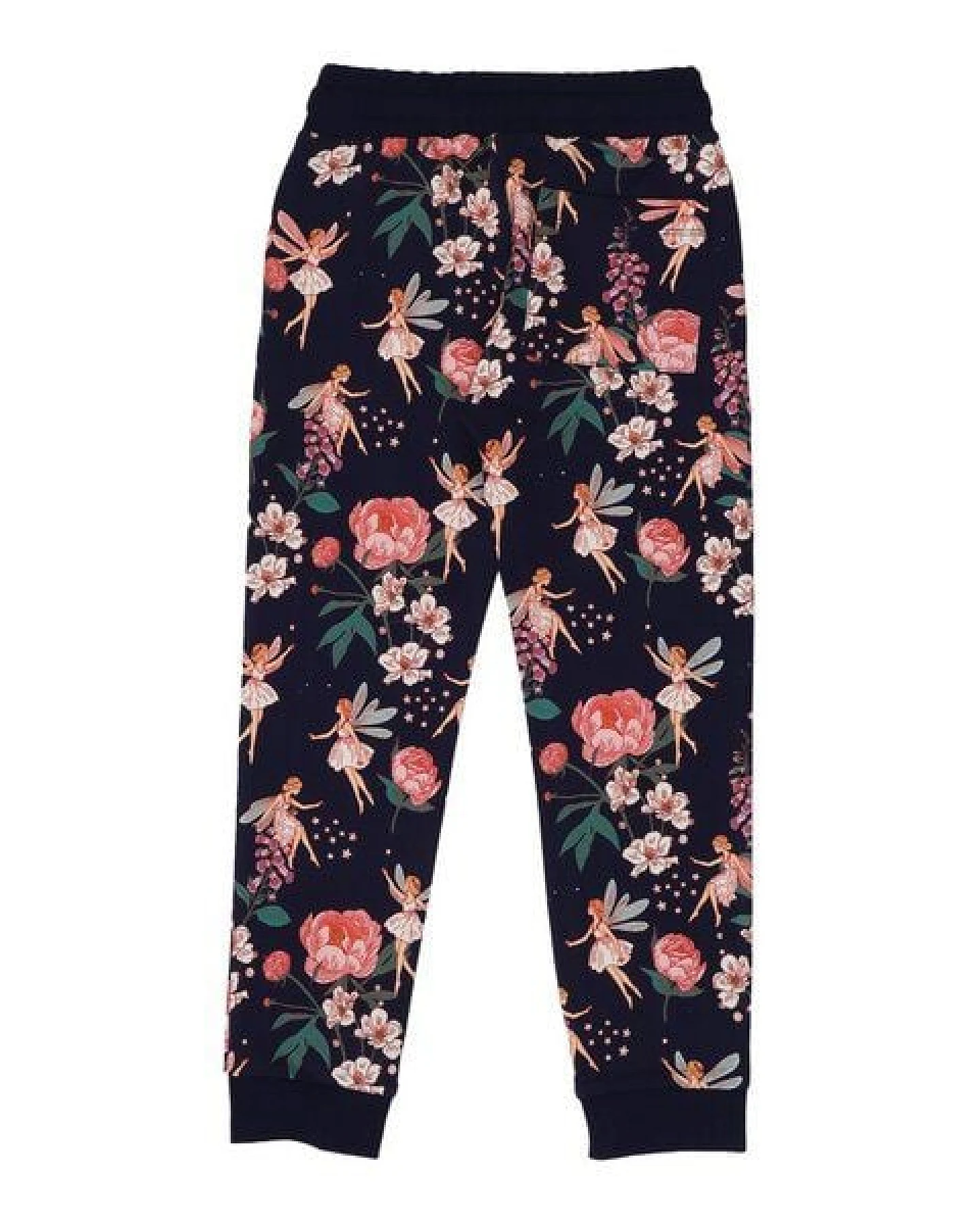 Jogginghose Dunkelblau Feen & Blumen Allover Bio-Baumwolle GOTS – Walkiddy – Ansicht 4