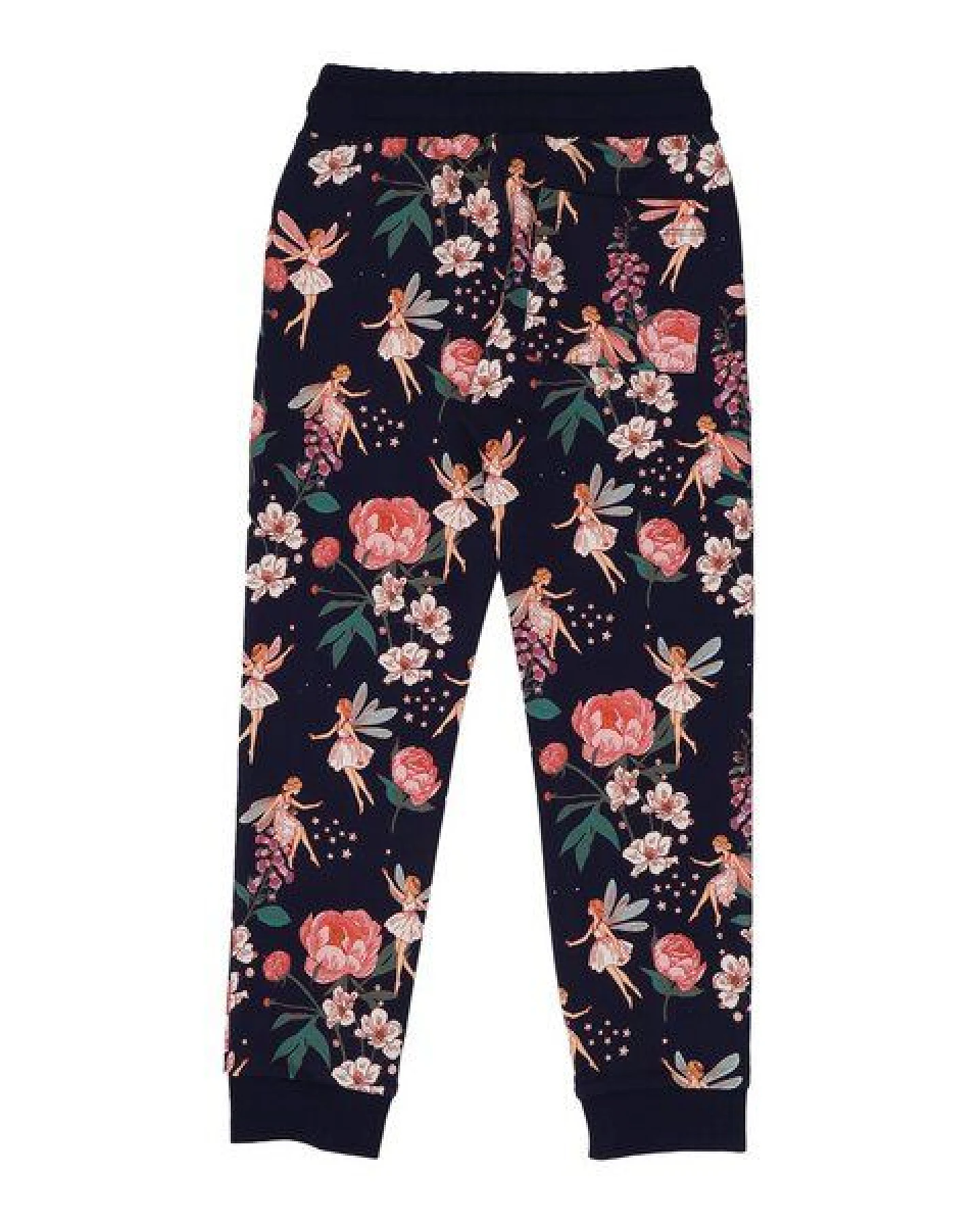 Jogginghose Dunkelblau Feen & Blumen Allover Bio-Baumwolle GOTS – Walkiddy – Ansicht 4