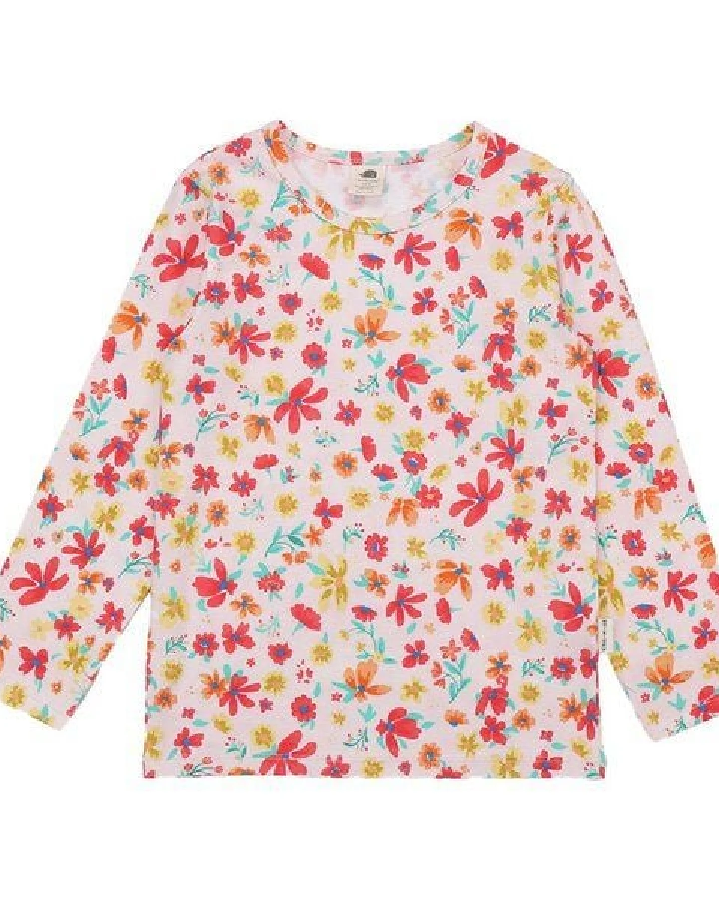 Langarmshirt Rosa Blumen Allover Bio-Baumwolle GOTS – Walkiddy – Ansicht 2