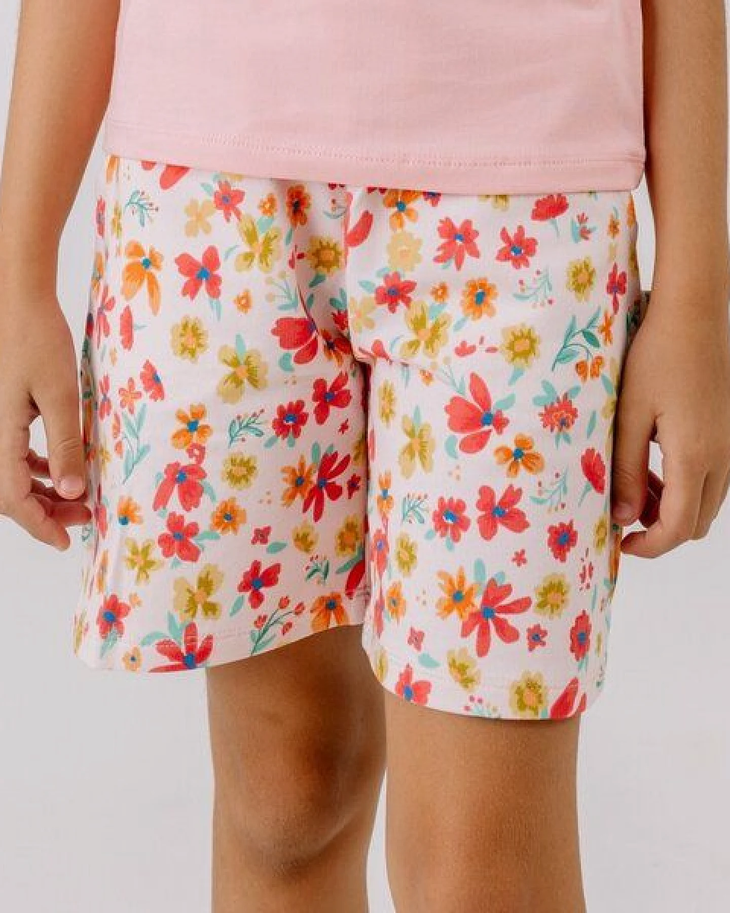 Shorts Rosa Blumen Allover Bio-Baumwolle GOTS – Walkiddy – Ansicht 2