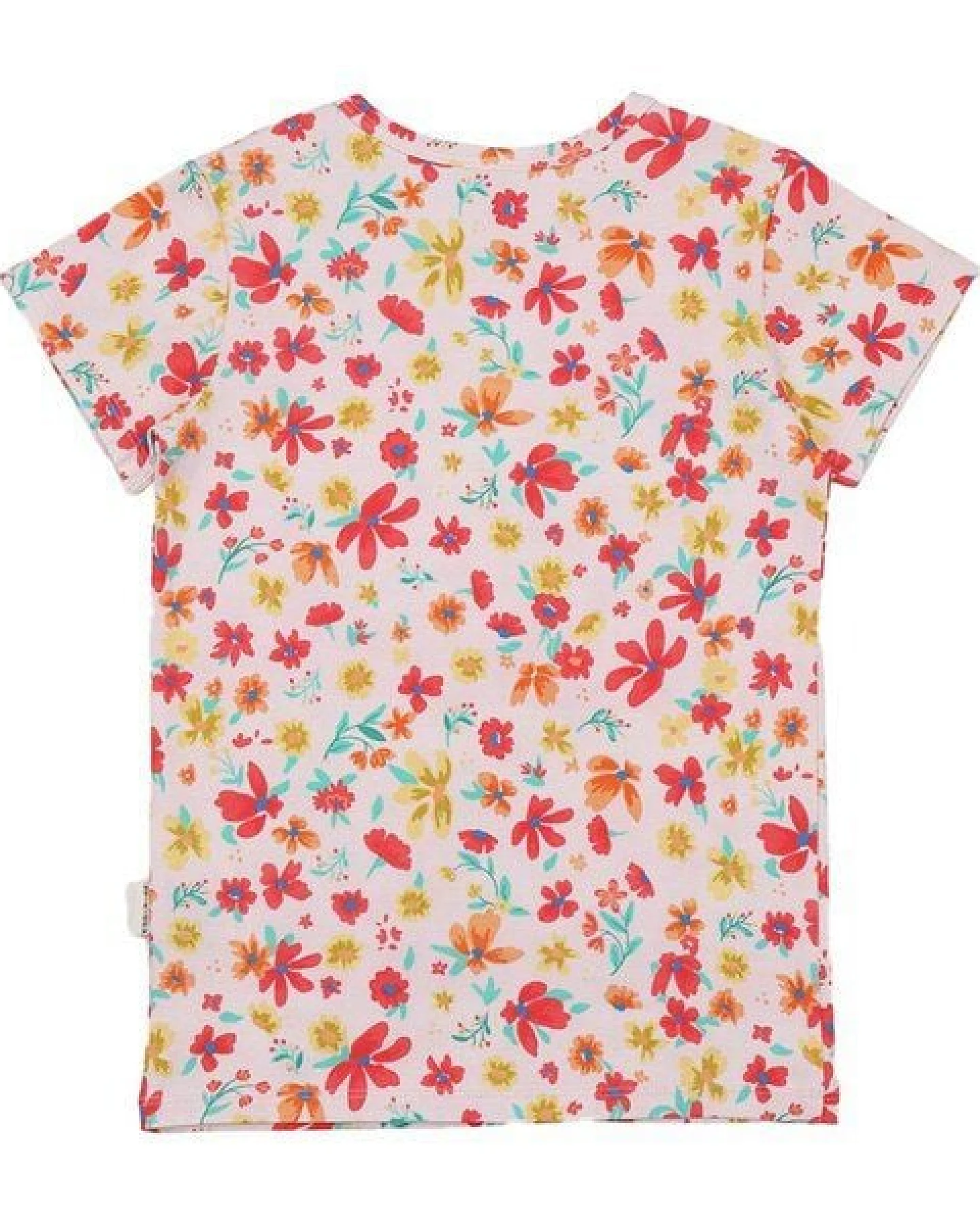 T-Shirt Weiß Blumen Allover Bio-Baumwolle GOTS – Walkiddy – Ansicht 4