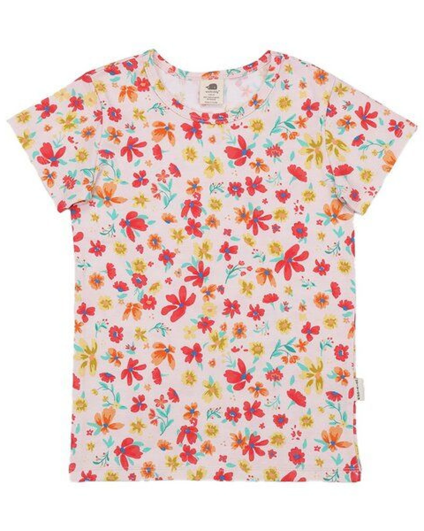 T-Shirt Weiß Blumen Allover Bio-Baumwolle GOTS – Walkiddy – Ansicht 2
