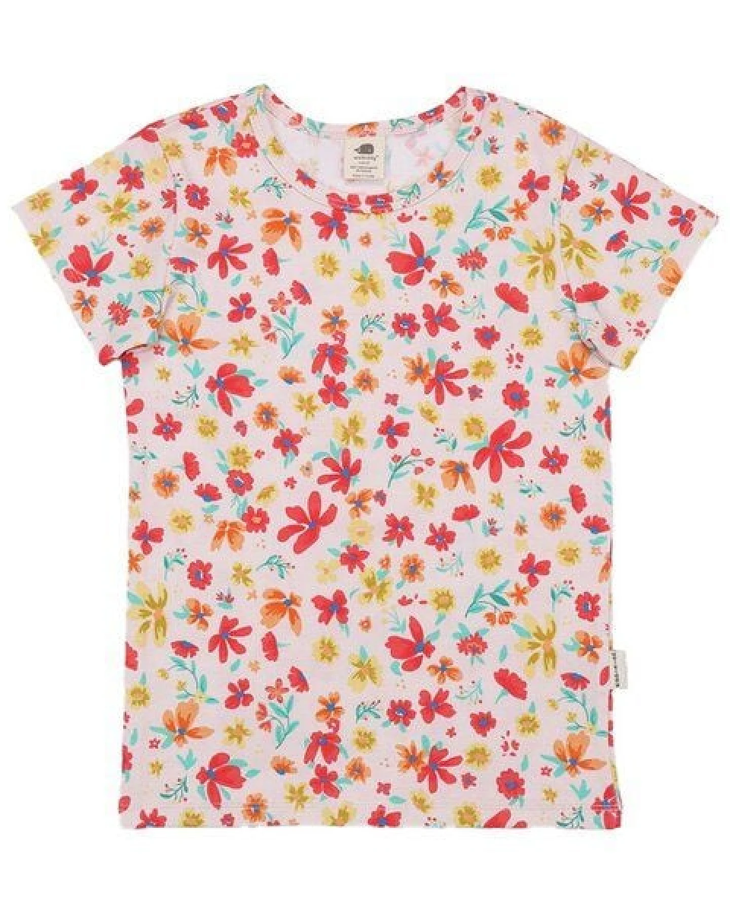T-Shirt Weiß Blumen Allover Bio-Baumwolle GOTS – Walkiddy – Ansicht 2