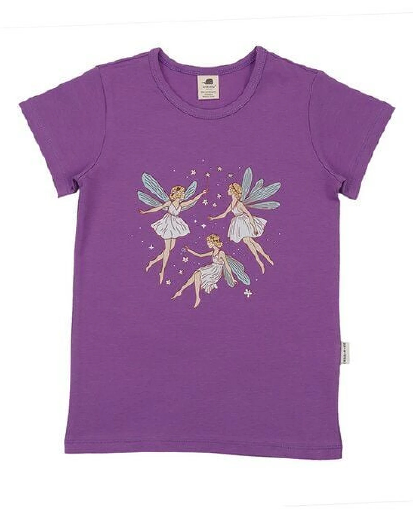 T-Shirt Lila/Flieder Feen platzierter Print Bio-Baumwolle GOTS Kurzarm – Walkiddy – Ansicht 4
