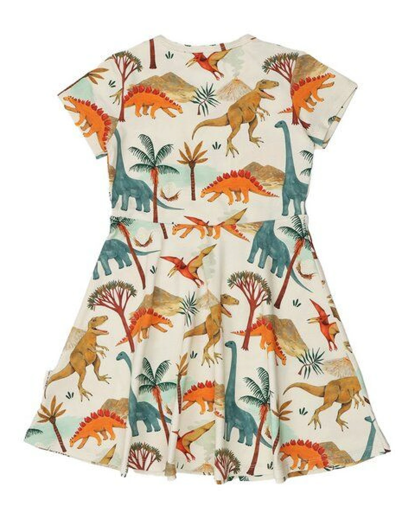 Sommerkleid Creme Dinosaurier Allover Bio-Baumwolle GOTS – Walkiddy – Ansicht 4