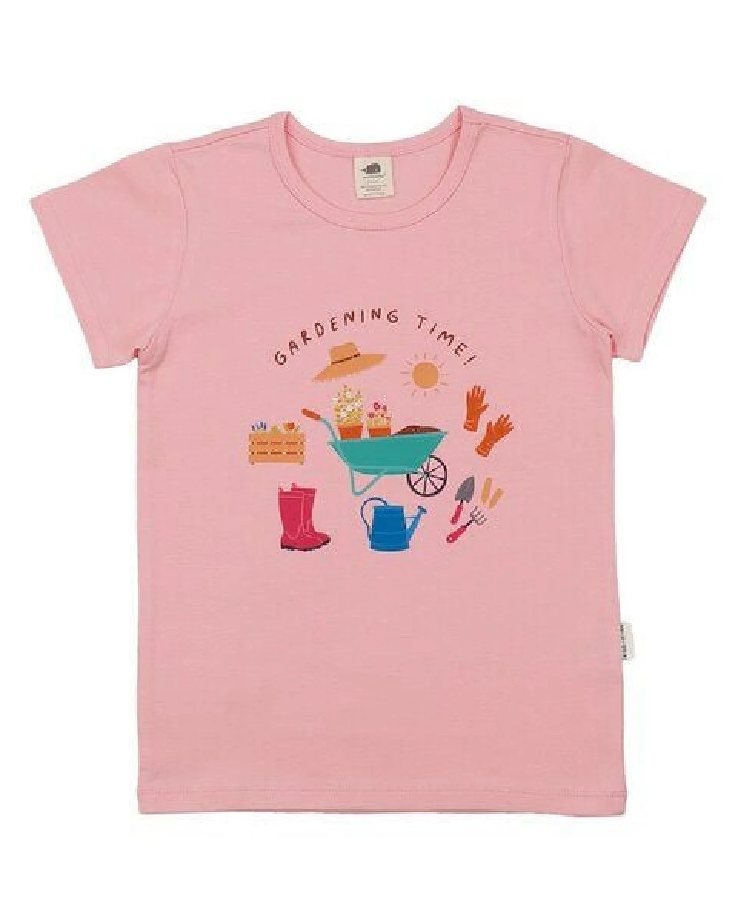 T-Shirt Rosa Gartenmotiv platzierter Print Bio-Baumwolle GOTS – Walkiddy – Ansicht 4