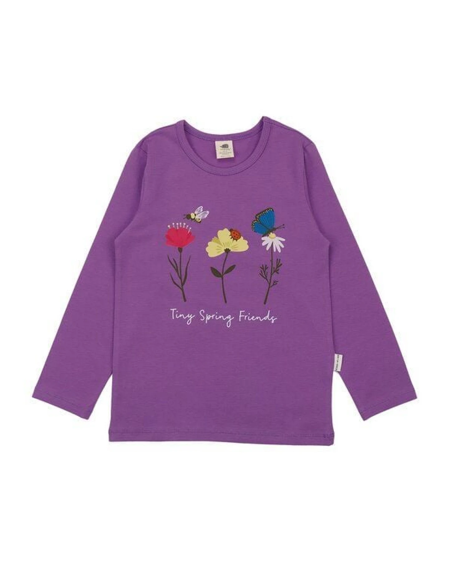 Langarmshirt Lila Blumen platzierter Print Bio-Baumwolle GOTS – Walkiddy – Ansicht 2