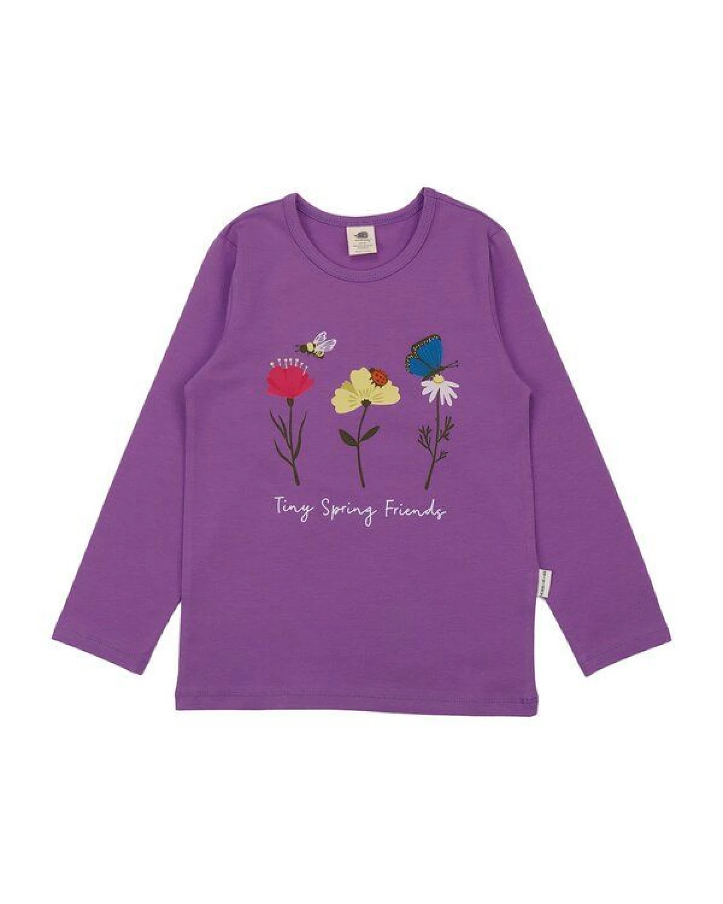 Langarmshirt Lila Blumen platzierter Print Bio-Baumwolle GOTS – Walkiddy – Ansicht 2