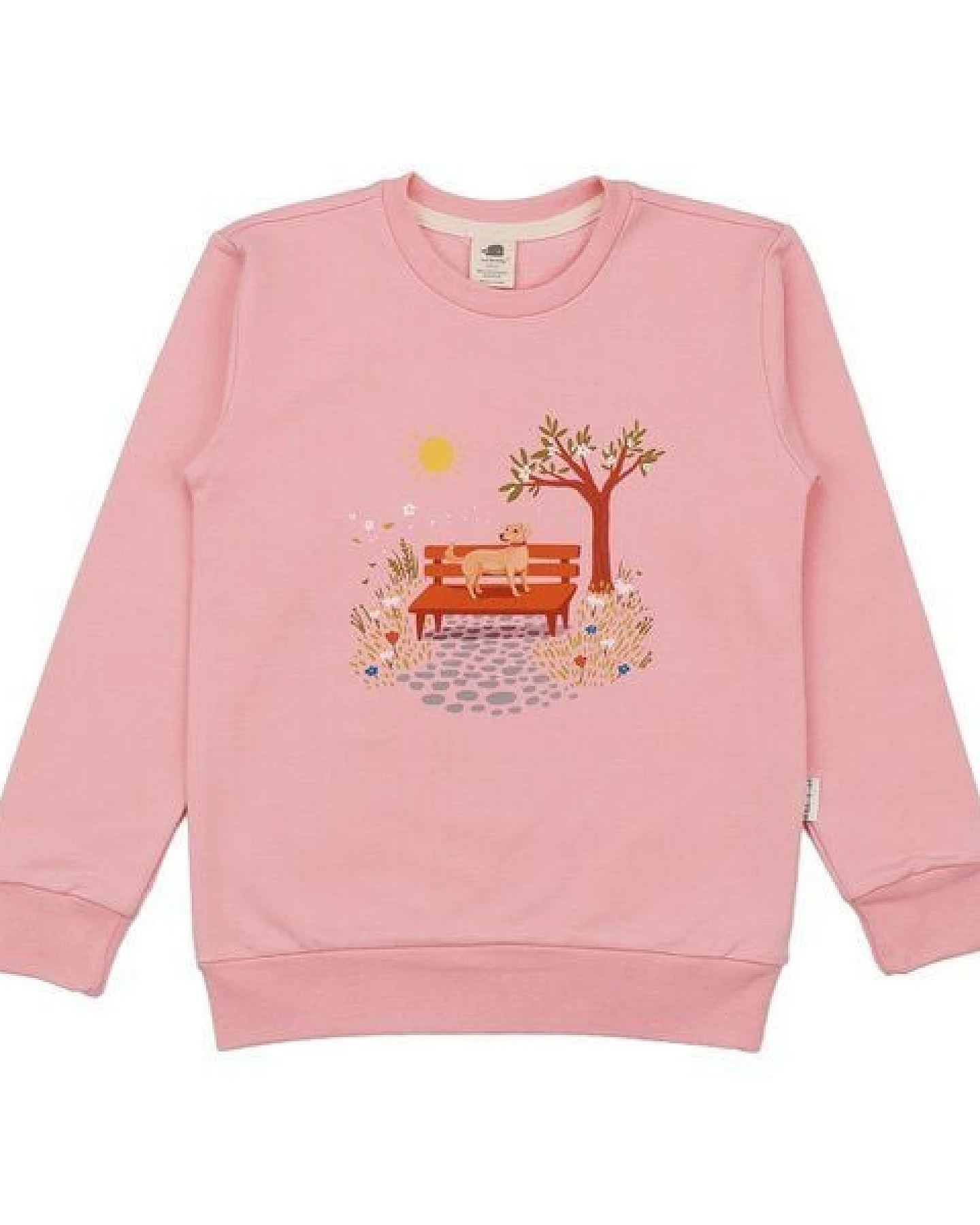 Sweatshirt Rosa Gartenmotiv platzierter Print Bio-Baumwolle GOTS – Walkiddy – Ansicht 3