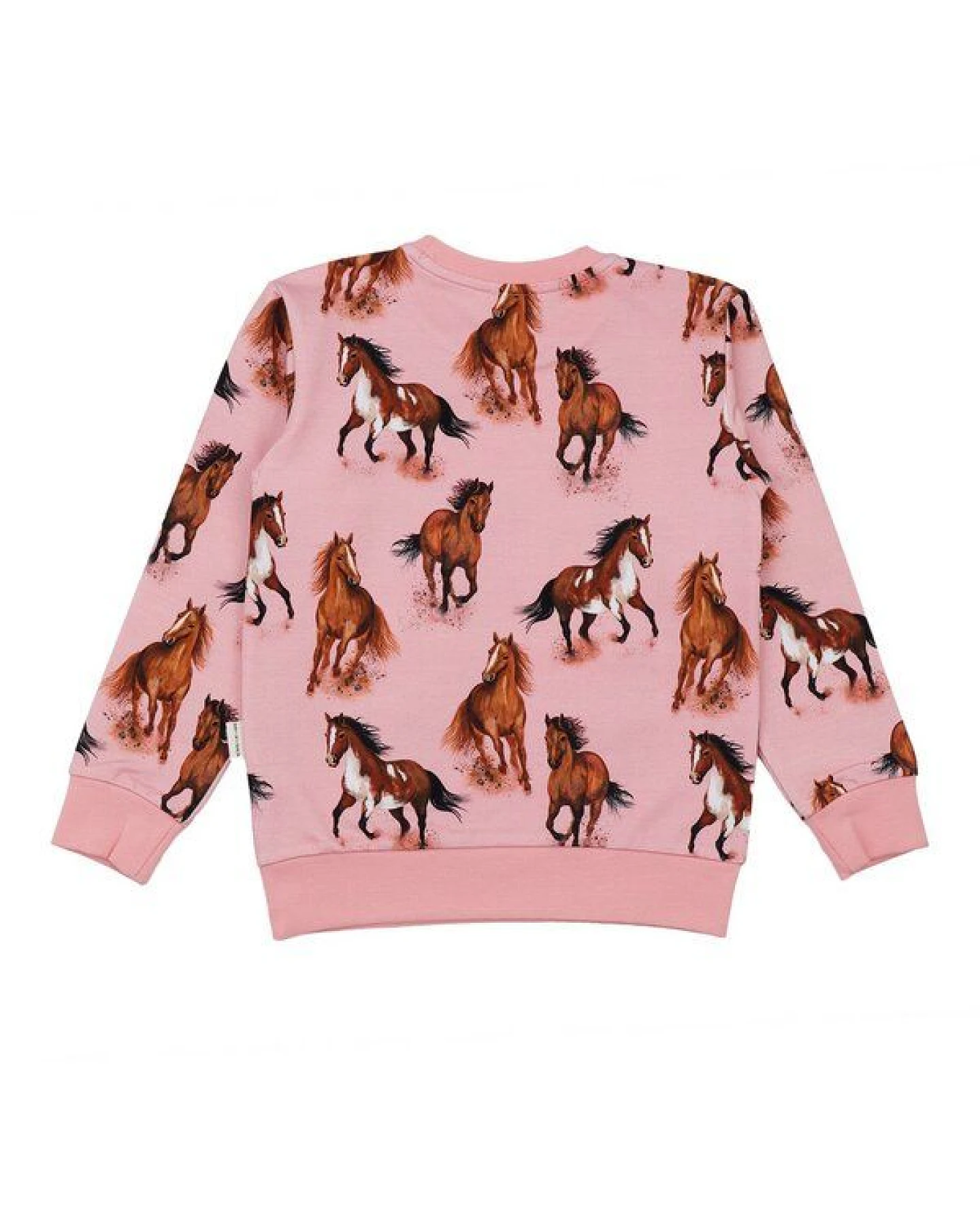 Sweatshirt Rosa Pferde-Print Allover Bio-Baumwolle GOTS – Walkiddy – Ansicht 3