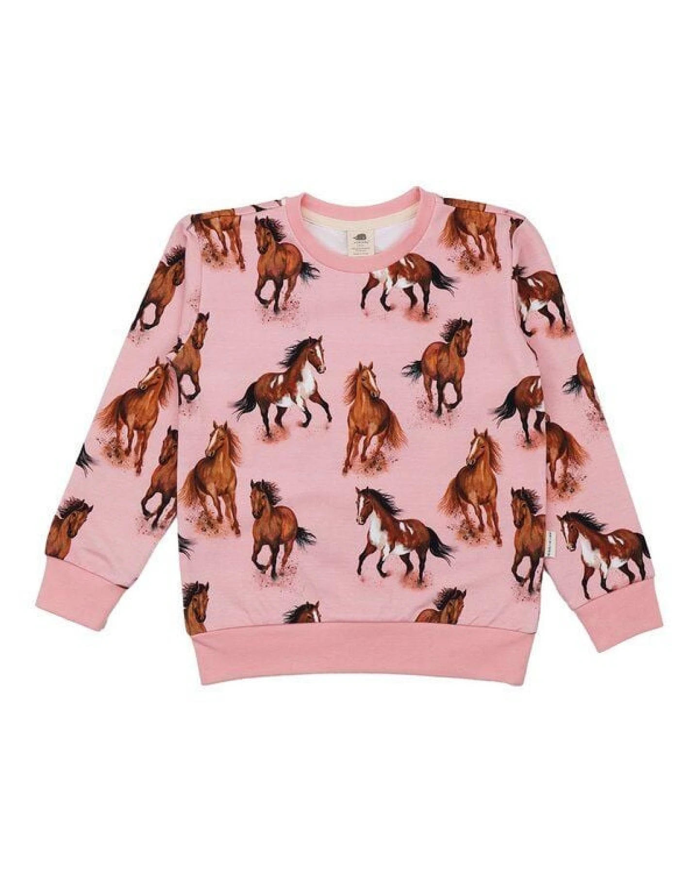 Sweatshirt Rosa Pferde-Print Allover Bio-Baumwolle GOTS – Walkiddy – Ansicht 2