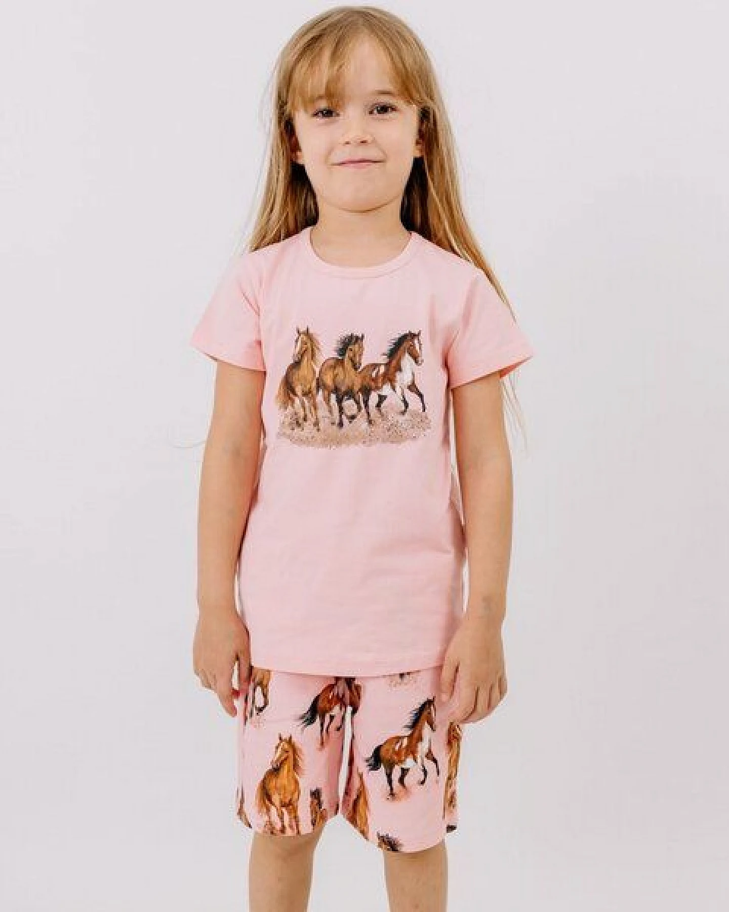 Shorts Rosa Pferde-Print Allover Bio-Baumwolle GOTS – Walkiddy – Ansicht 3