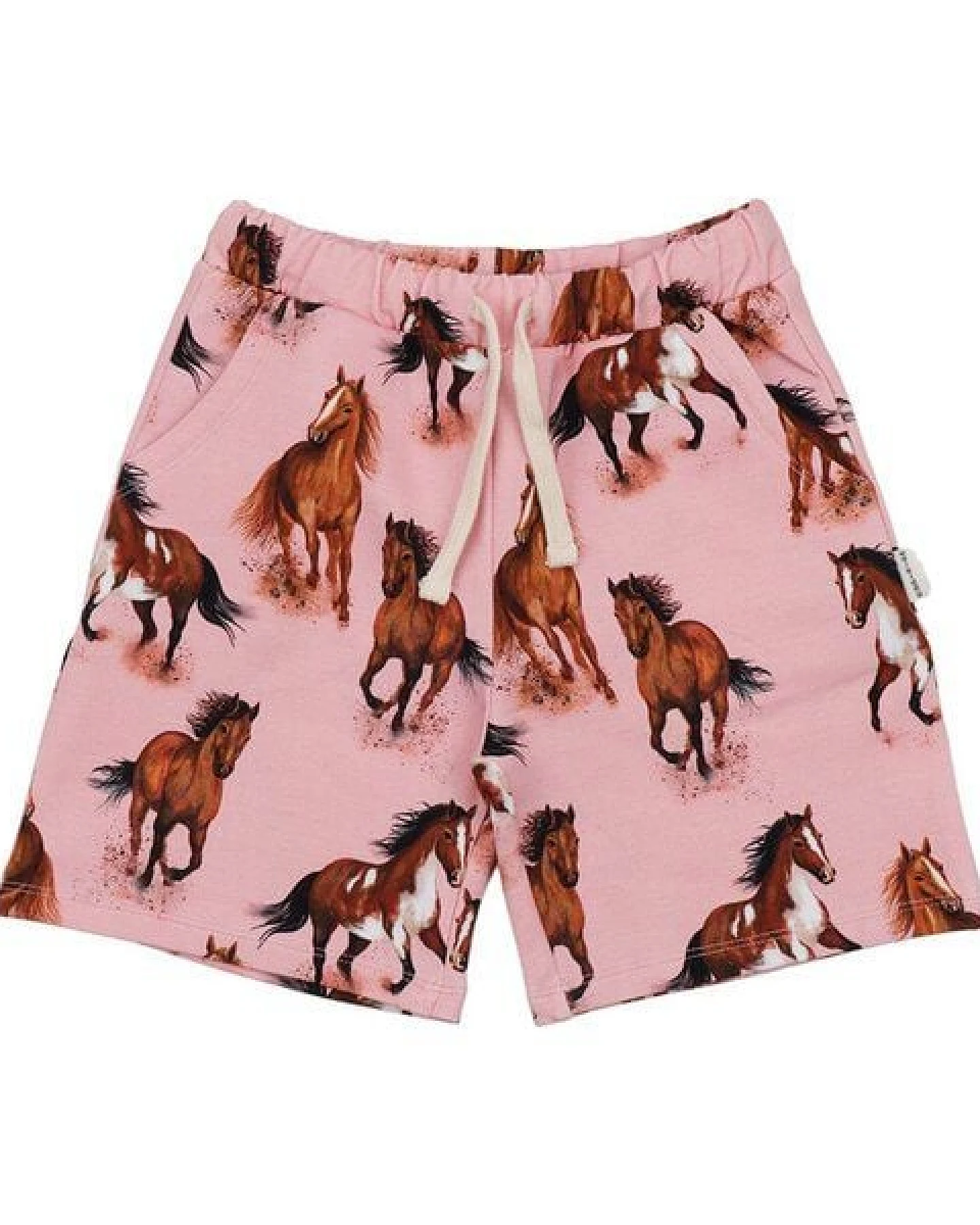 Shorts Rosa Pferde-Print Allover Bio-Baumwolle GOTS – Walkiddy – Ansicht 4