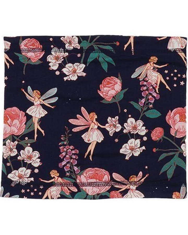 Loop-Schal Dunkelblau Feen & Blumen Allover Bio-Baumwolle GOTS – Walkiddy