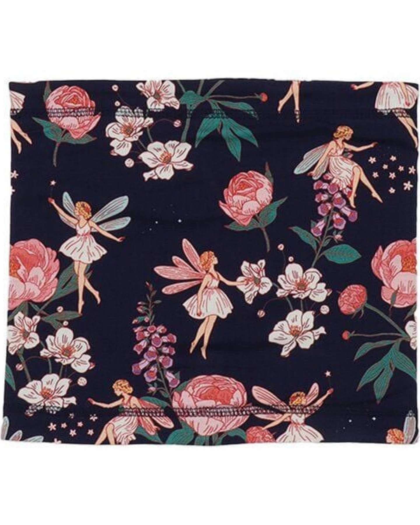 Loop-Schal Dunkelblau Feen & Blumen Allover Bio-Baumwolle GOTS – Walkiddy – Ansicht 2