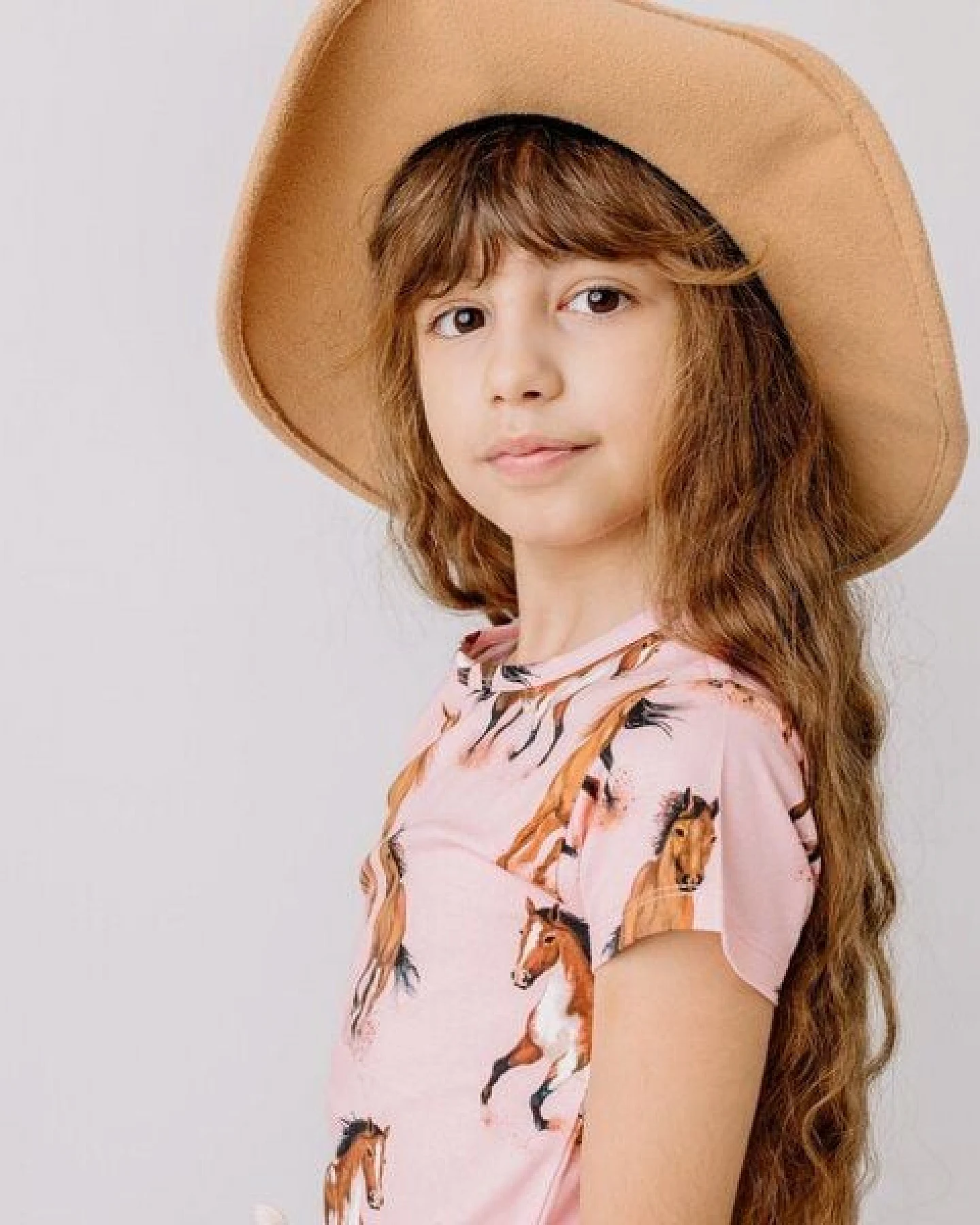 T-Shirt Rosa Pferde-Print Allover Bio-Baumwolle GOTS Kurzarm – Walkiddy – Ansicht 2