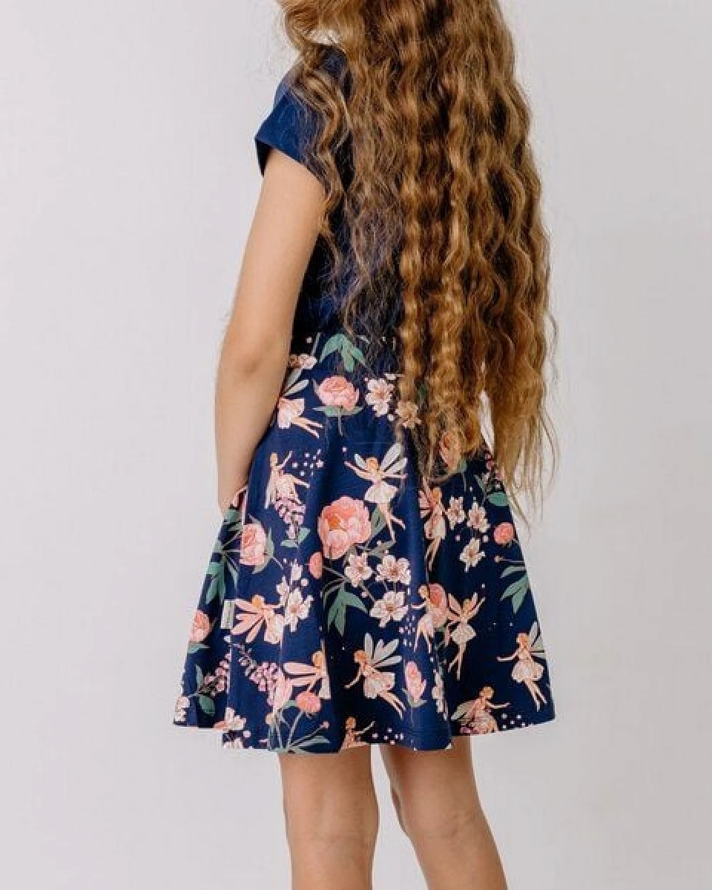 Rock Dunkelblau Blumen-Print Allover Bio-Baumwolle GOTS – Walkiddy – Ansicht 4
