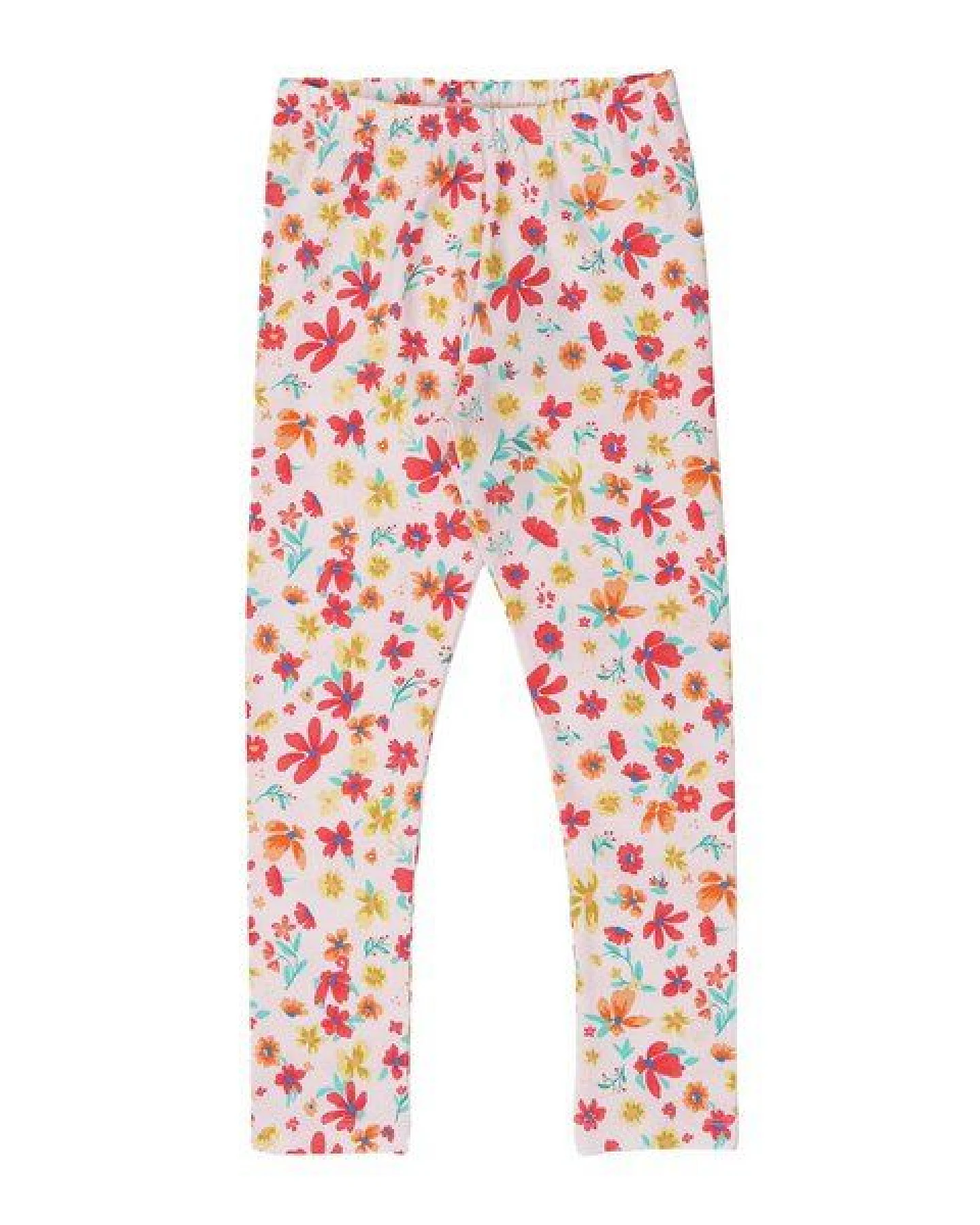 Leggings Rosa Blumen Allover Bio-Baumwolle GOTS – Walkiddy – Ansicht 2