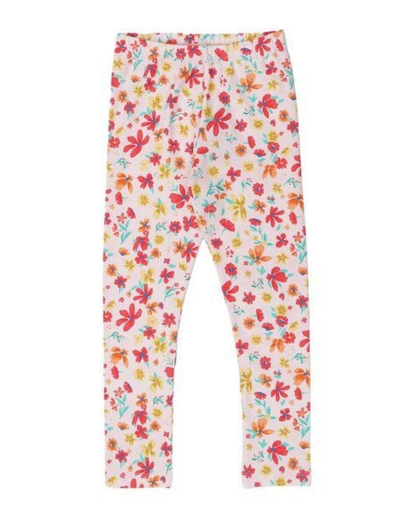 Leggings Rosa Blumen Allover Bio-Baumwolle GOTS – Walkiddy – Ansicht 2