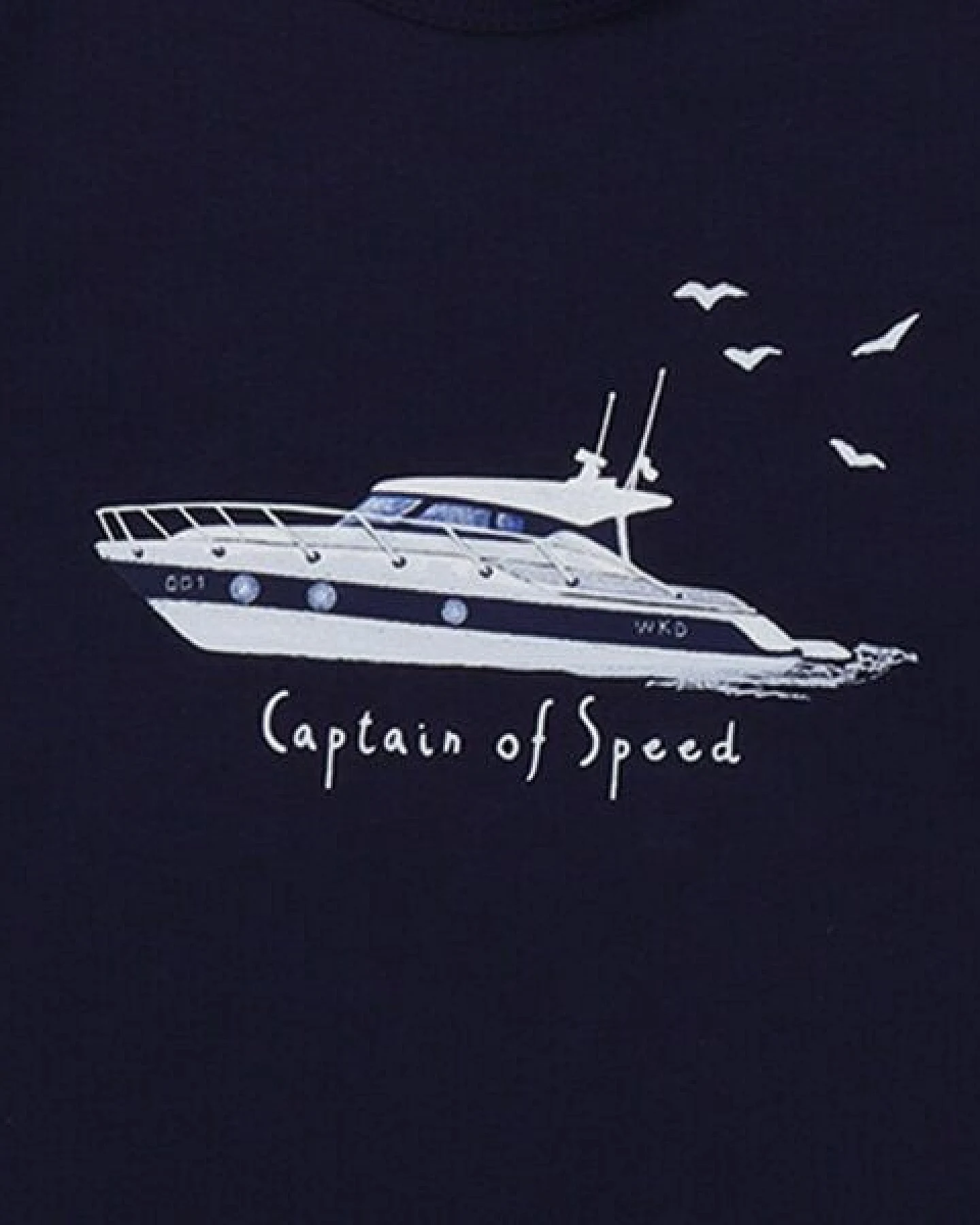 Langarmshirt Dunkelblau Marine Adventures Yacht-Frontprint Bio-Baumwolle GOTS – Walkiddy – Ansicht 3