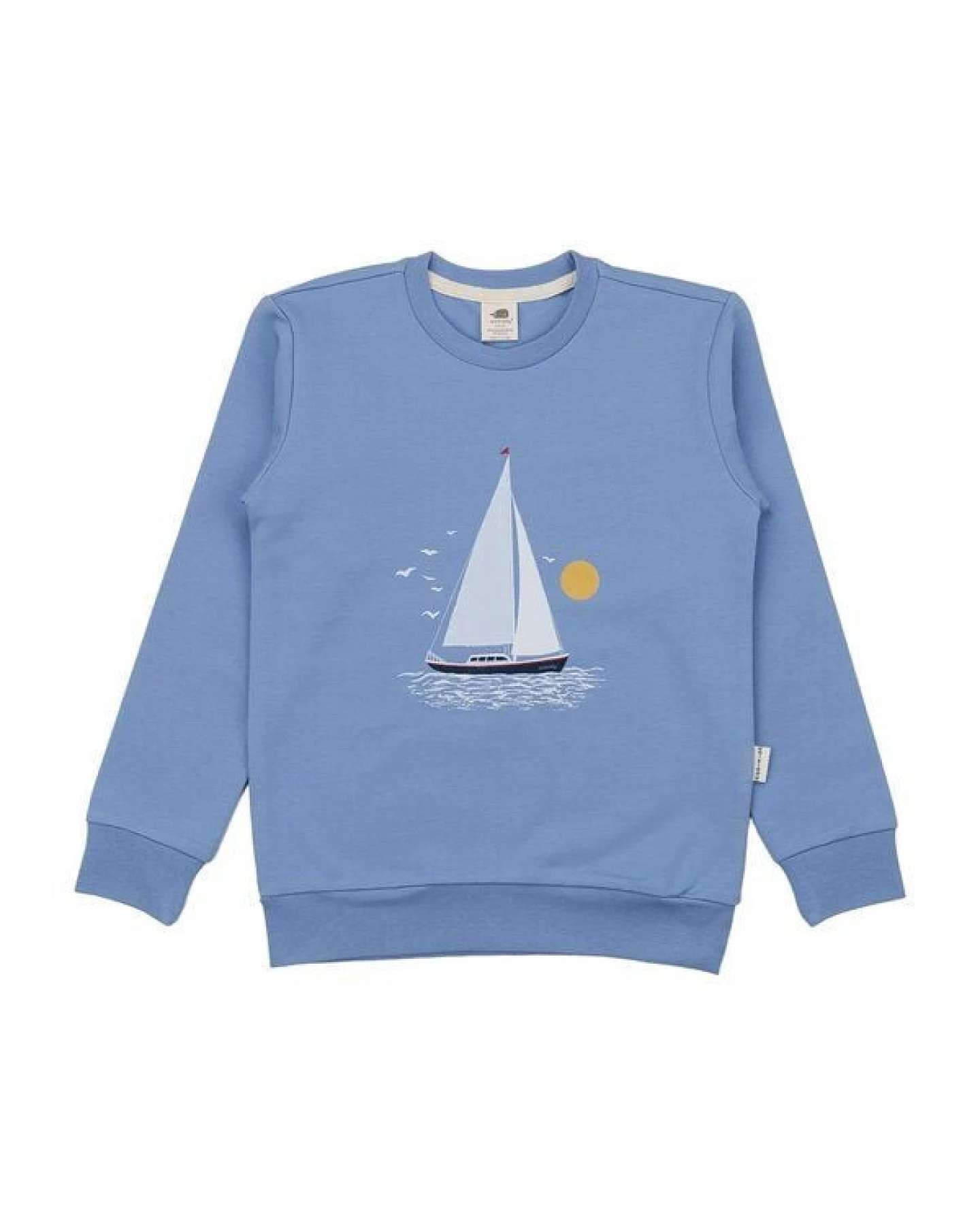 Sweatshirt Hellblau Marine Adventures Segelboot-Frontprint Bio-Baumwolle GOTS – Walkiddy – Ansicht 4