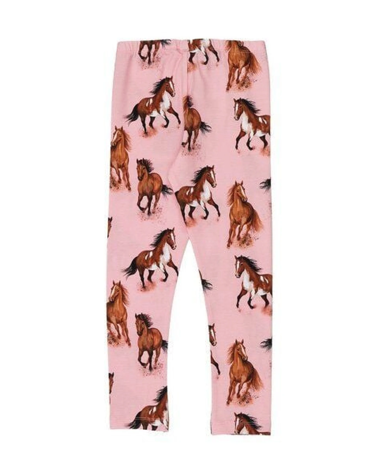 Leggings Rosa Pferde-Print Allover Bio-Baumwolle GOTS elastisch – Walkiddy – Ansicht 4