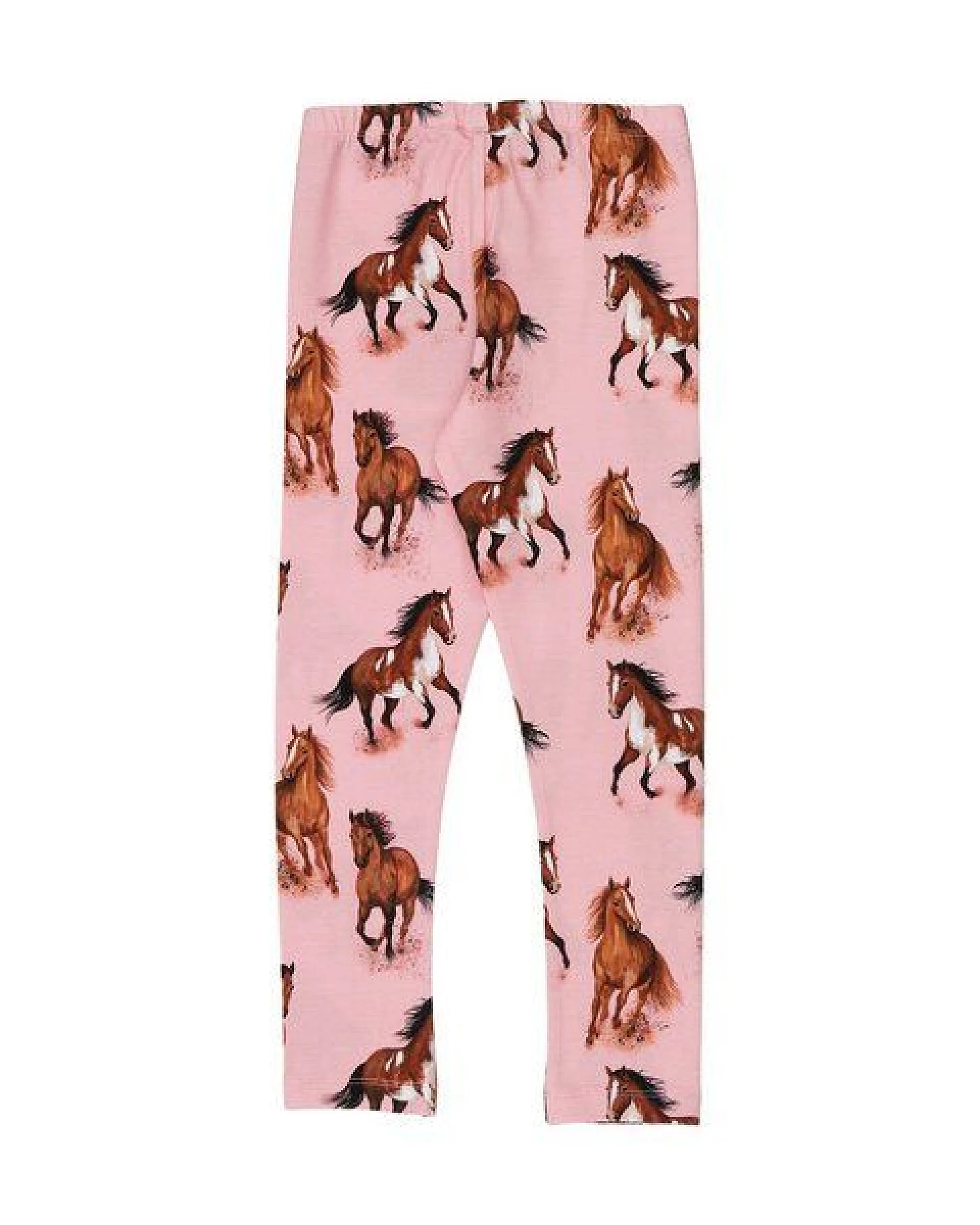 Leggings Rosa Pferde-Print Allover Bio-Baumwolle GOTS elastisch – Walkiddy – Ansicht 4