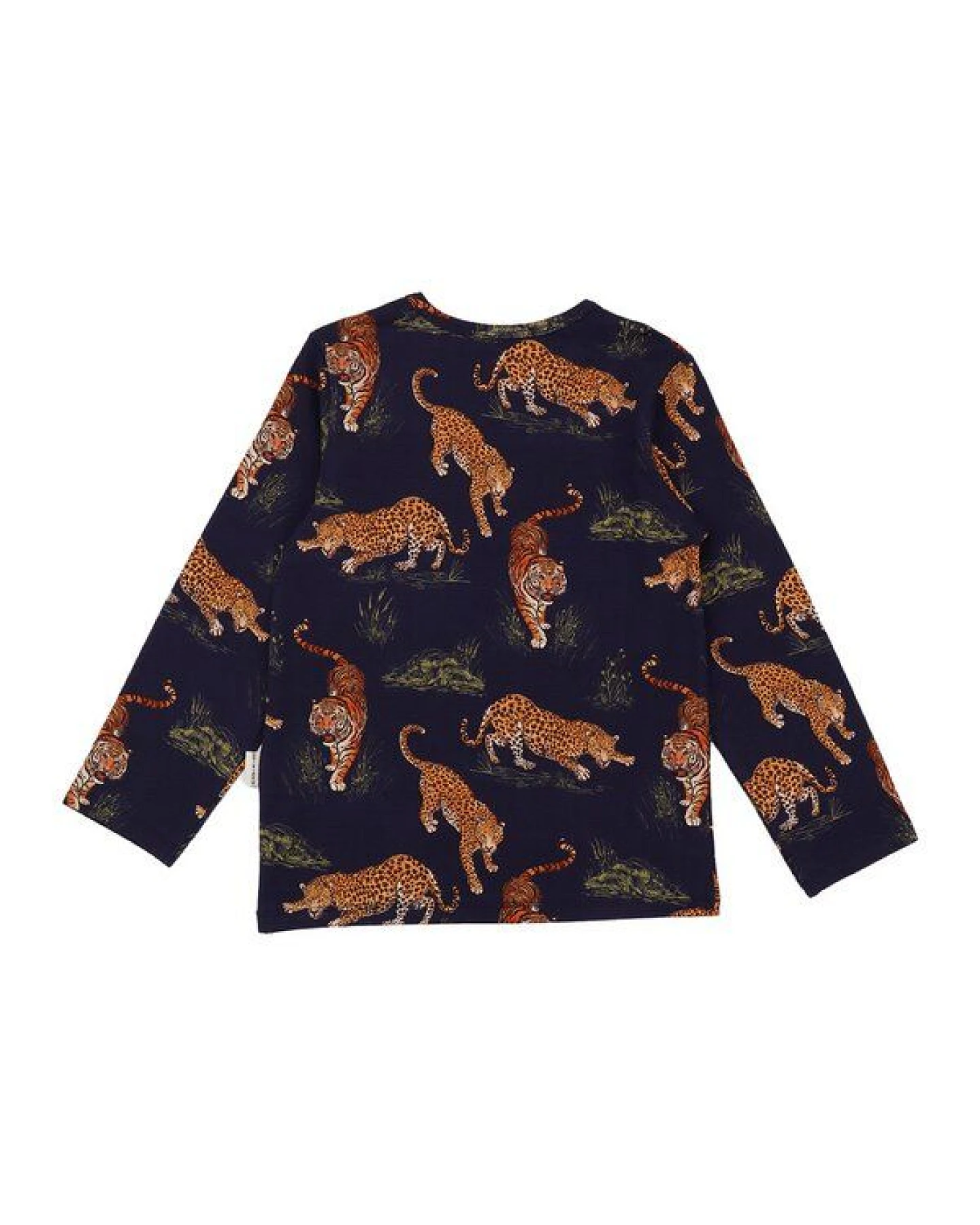 Langarmshirt Dunkelblau Tiger & Leopard Allover Bio-Baumwolle GOTS – Walkiddy – Ansicht 4
