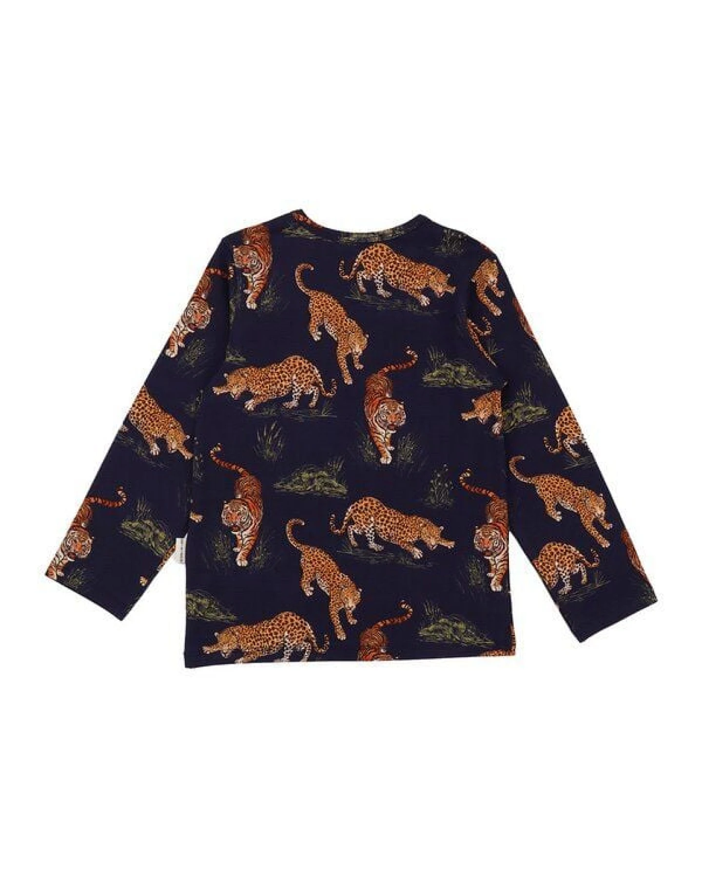 Langarmshirt Dunkelblau Tiger & Leopard Allover Bio-Baumwolle GOTS – Walkiddy – Ansicht 4